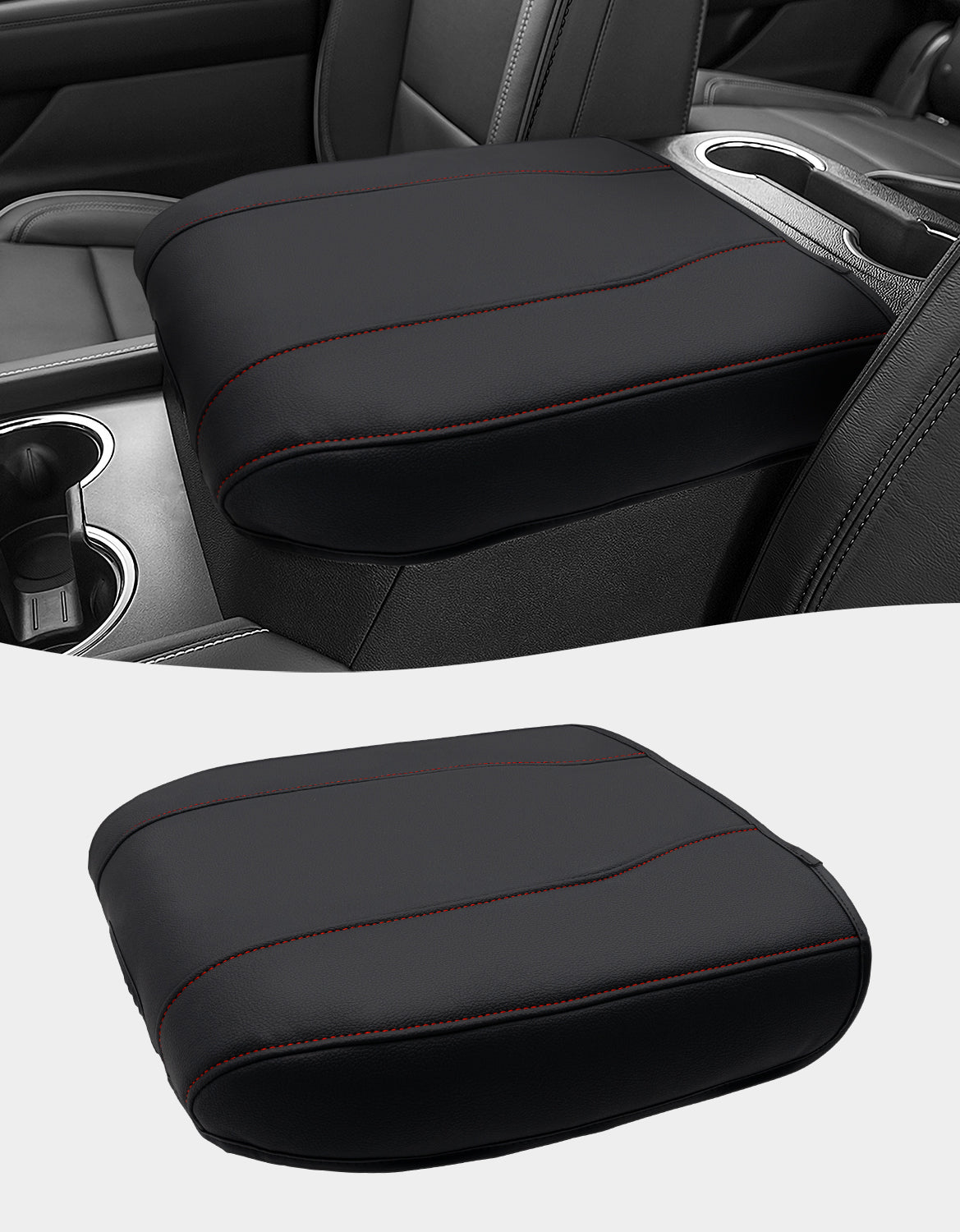 Thin Version Center Console Armrest Cover for Bucket Seat 2019-2026 Chevy Silverado 1500 2500 3500,2019-2026 GMC Sierra 1500 2500 3500,2021-2026 Tahoe/Suburban/Yukon