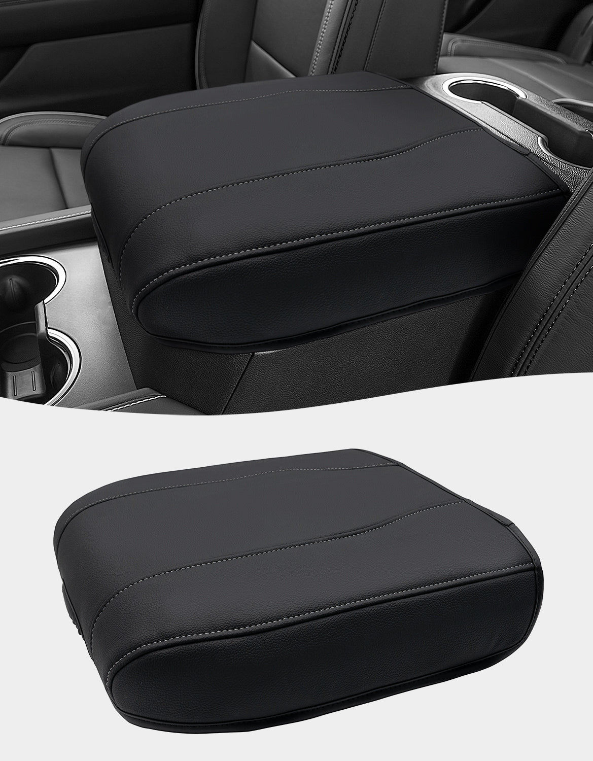 Thin Version Center Console Armrest Cover for Bucket Seat 2019-2026 Chevy Silverado 1500 2500 3500,2019-2026 GMC Sierra 1500 2500 3500,2021-2026 Tahoe/Suburban/Yukon