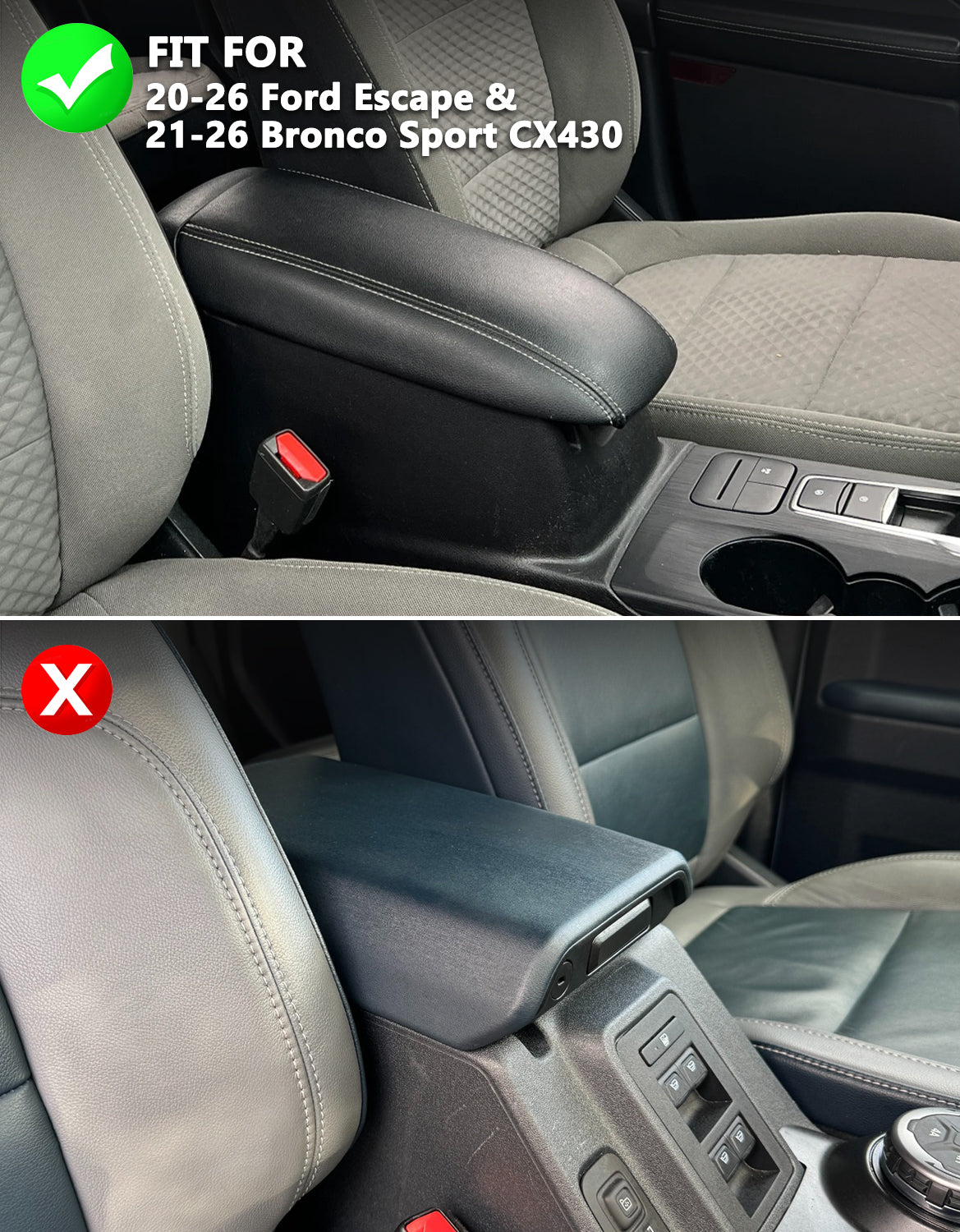 Center Console Armrest Cover Pad Cushion Protector for 2020-2026 Ford Escape,2021-2026 Ford Bronco Sport CX430