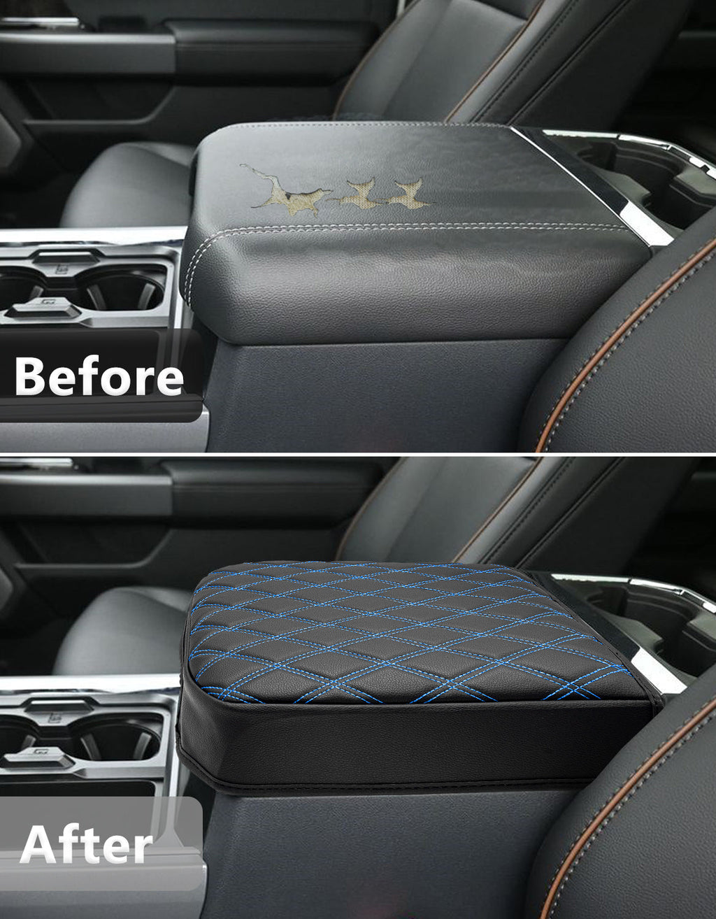 Center Console Cover Pad for Bucket Seat 2023-2026 Ford F250 F350 F450 F550 Super Duty