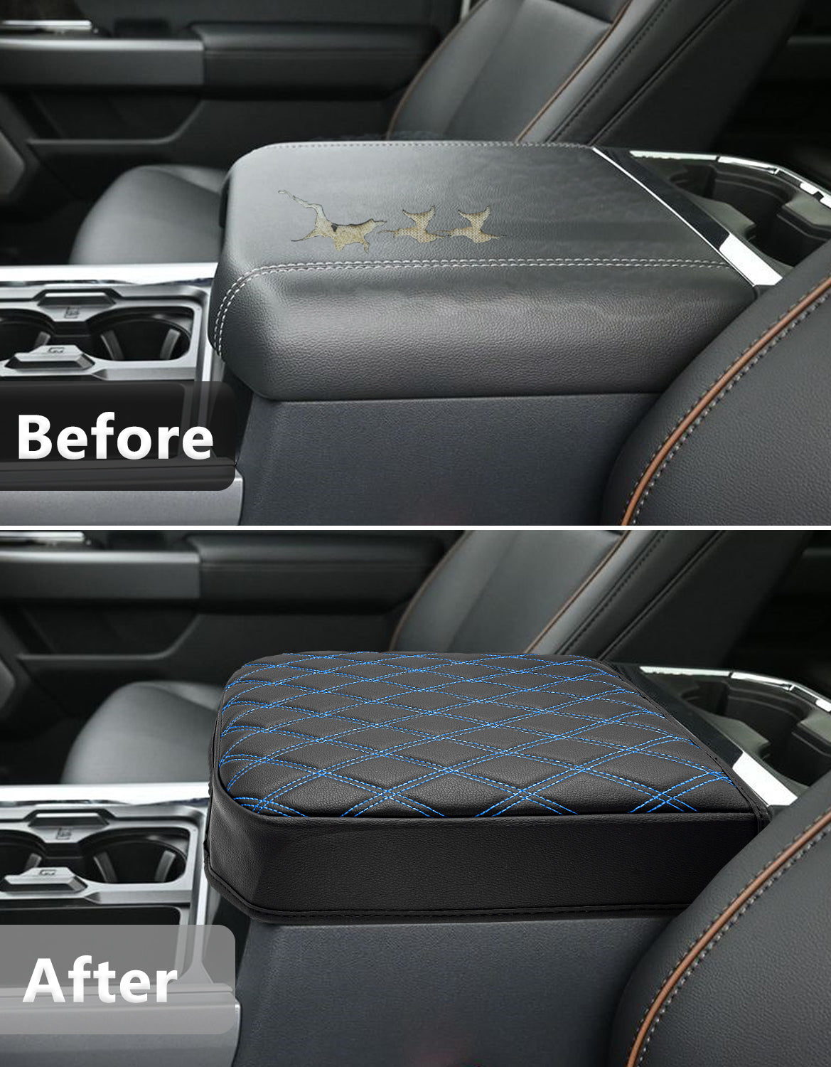 Center Console Cover Pad for Bucket Seat 2023-2026 Ford F250 F350 F450 F550 Super Duty