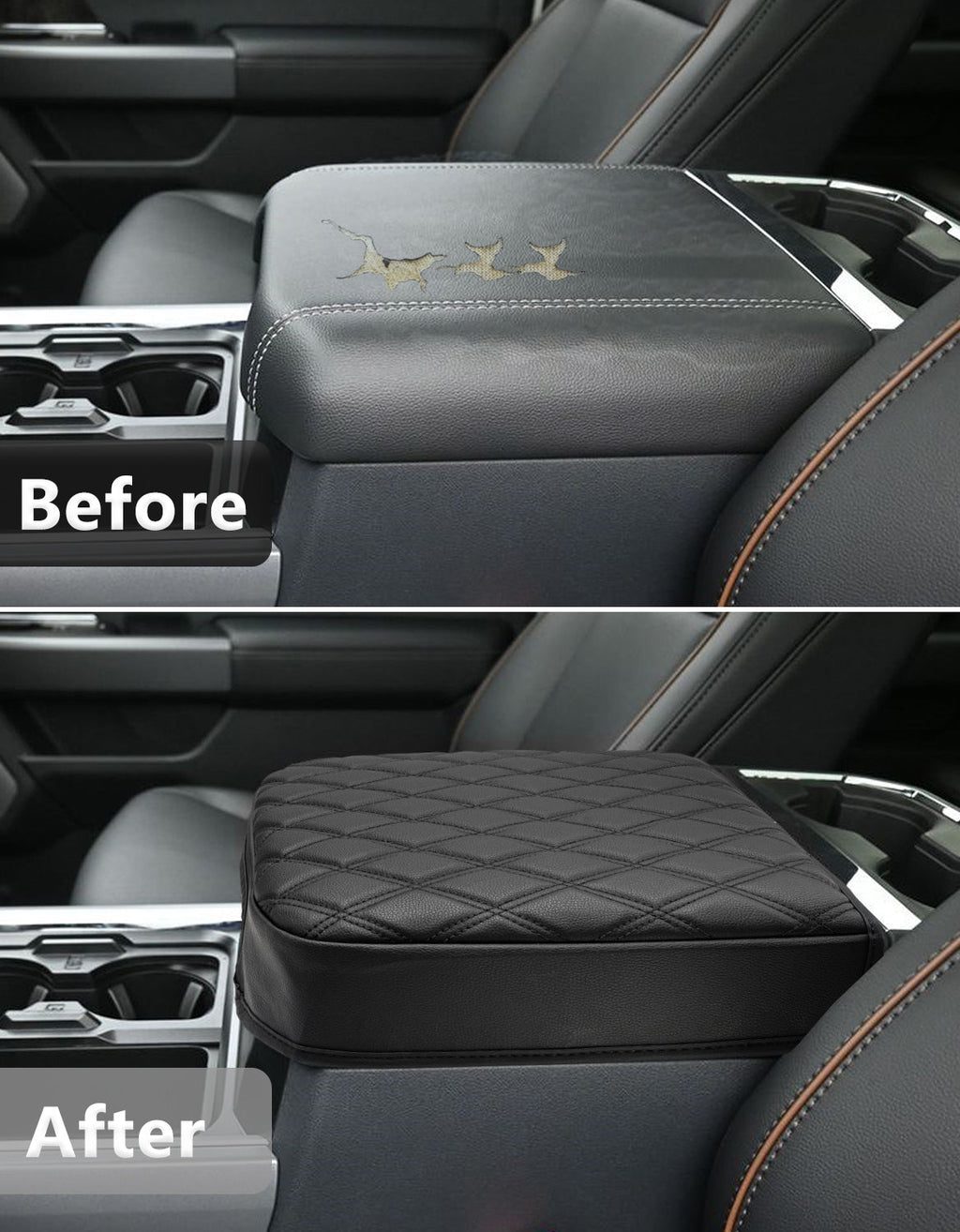 Center Console Cover Pad for Bucket Seat 2023-2026 Ford F250 F350 F450 F550 Super Duty