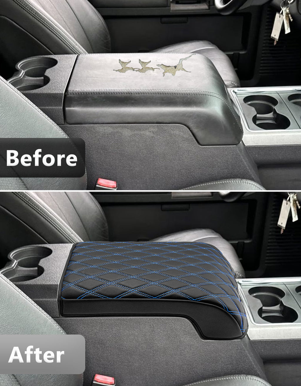 Center Console Cover Pad for Bucket Seat 2011-2016 Ford F250 F350 F450 F550 Super Duty