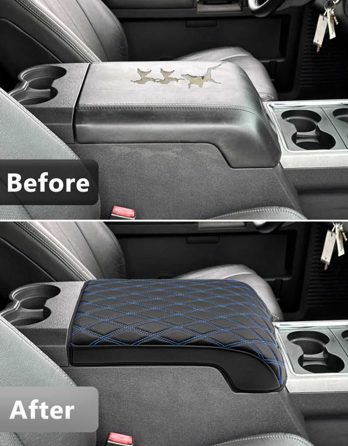 Center Console Cover Pad for Bucket Seat 2011-2016 Ford F250 F350 F450 F550 Super Duty