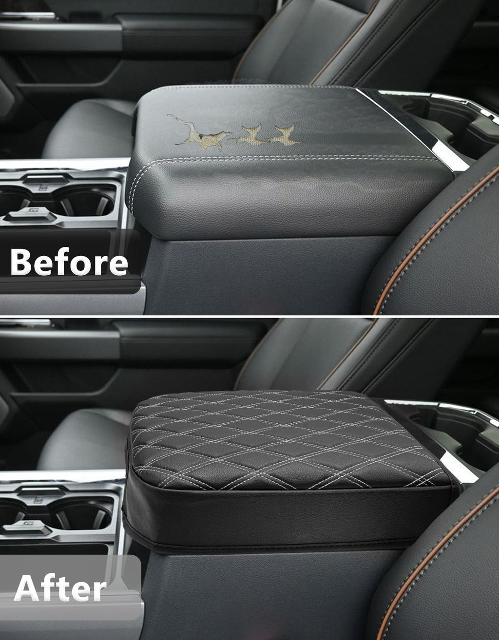 Center Console Cover Pad for Bucket Seat 2023-2026 Ford F250 F350 F450 F550 Super Duty