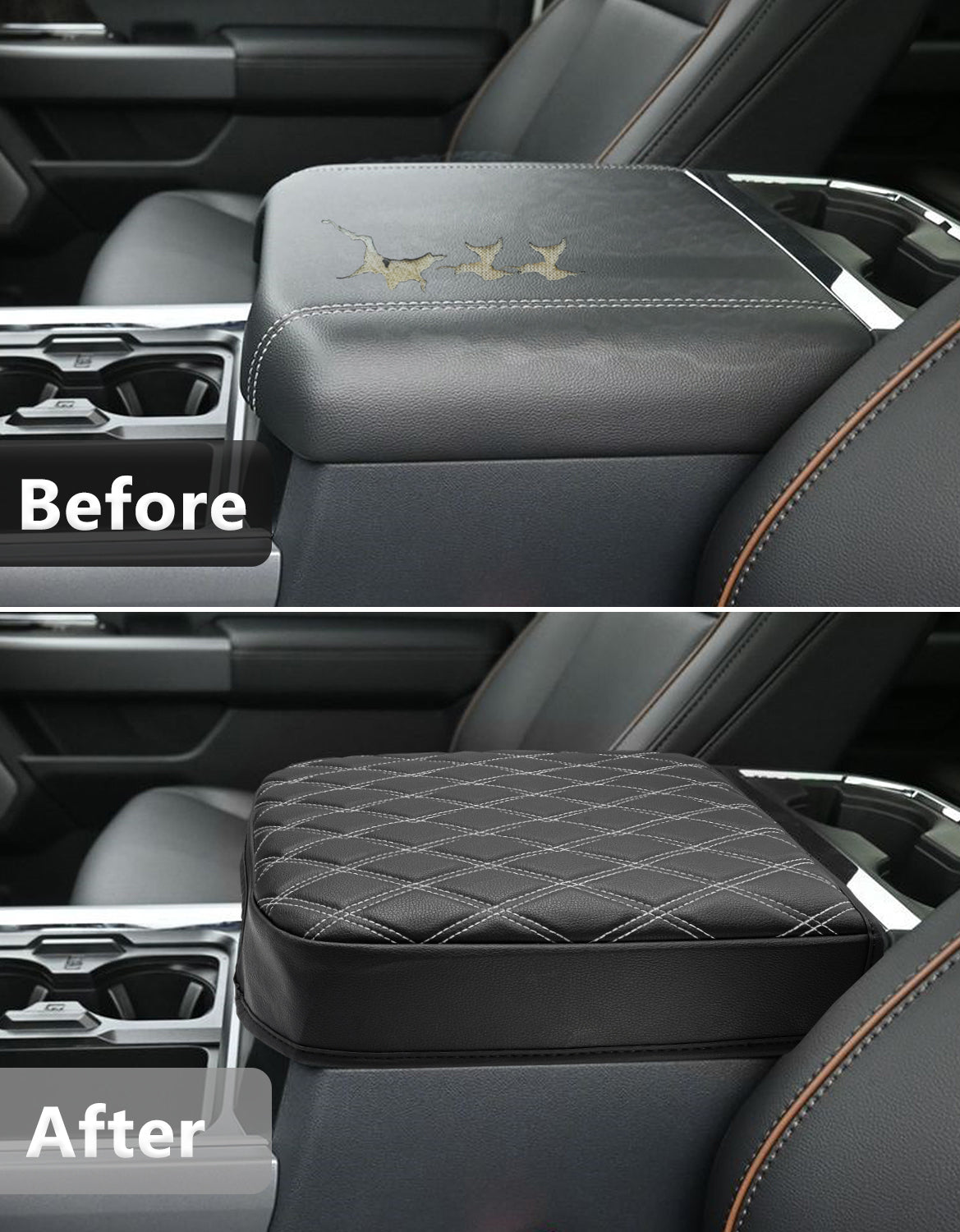 Center Console Cover Pad for Bucket Seat 2023-2026 Ford F250 F350 F450 F550 Super Duty