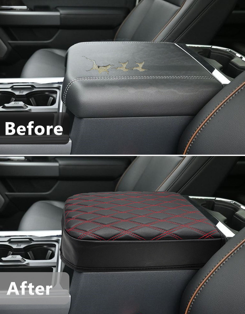 Center Console Cover Pad for Bucket Seat 2023-2026 Ford F250 F350 F450 F550 Super Duty