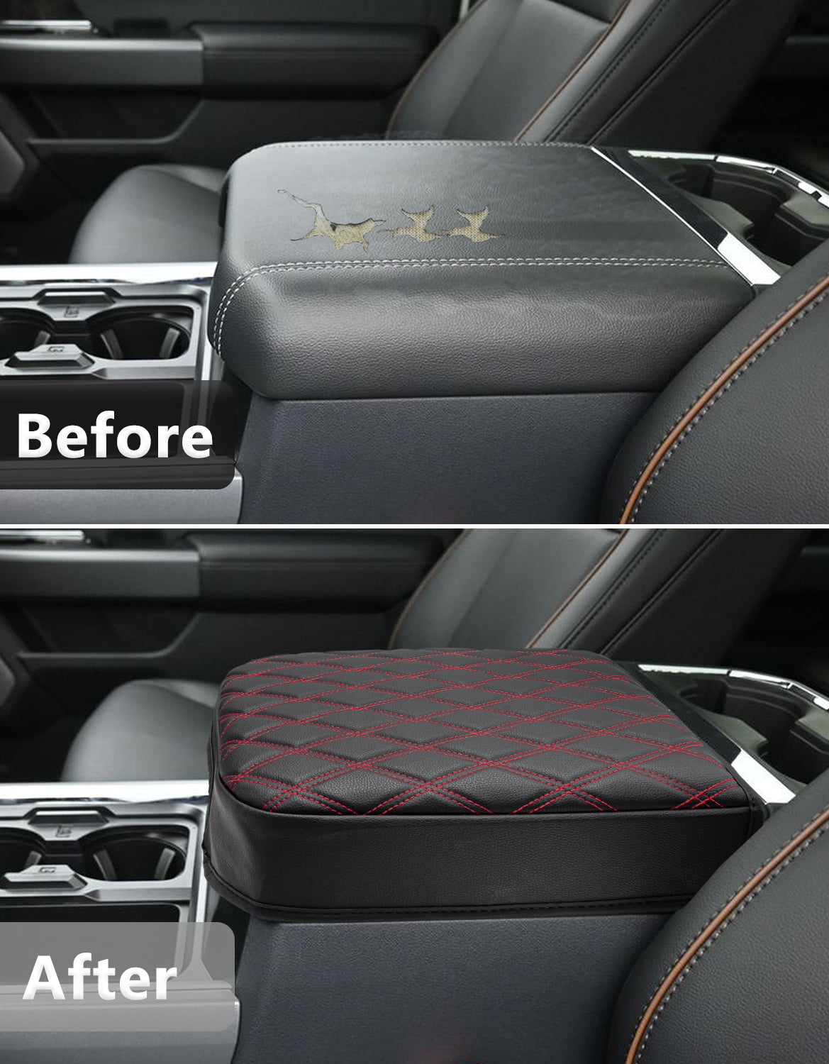 Center Console Cover Pad for Bucket Seat 2023-2026 Ford F250 F350 F450 F550 Super Duty