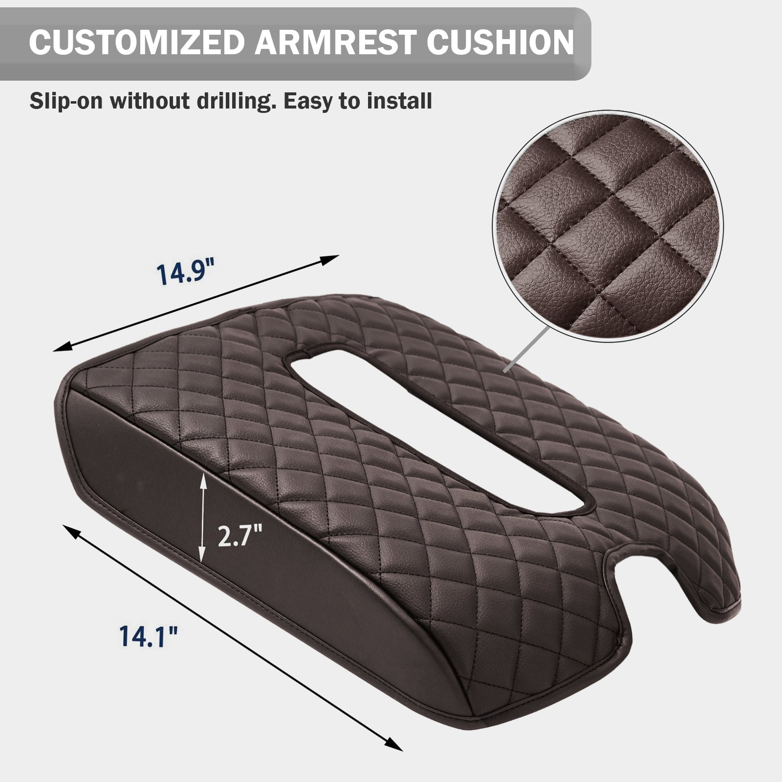 Center Console Armrest Cover Pad for Bucket Seat 2014-2018 Chevy Silverado 1500 2500 3500,2014-2018 GMC Sierra 1500 2500 3500,2015-2020 Tahoe/Yukon/Suburban