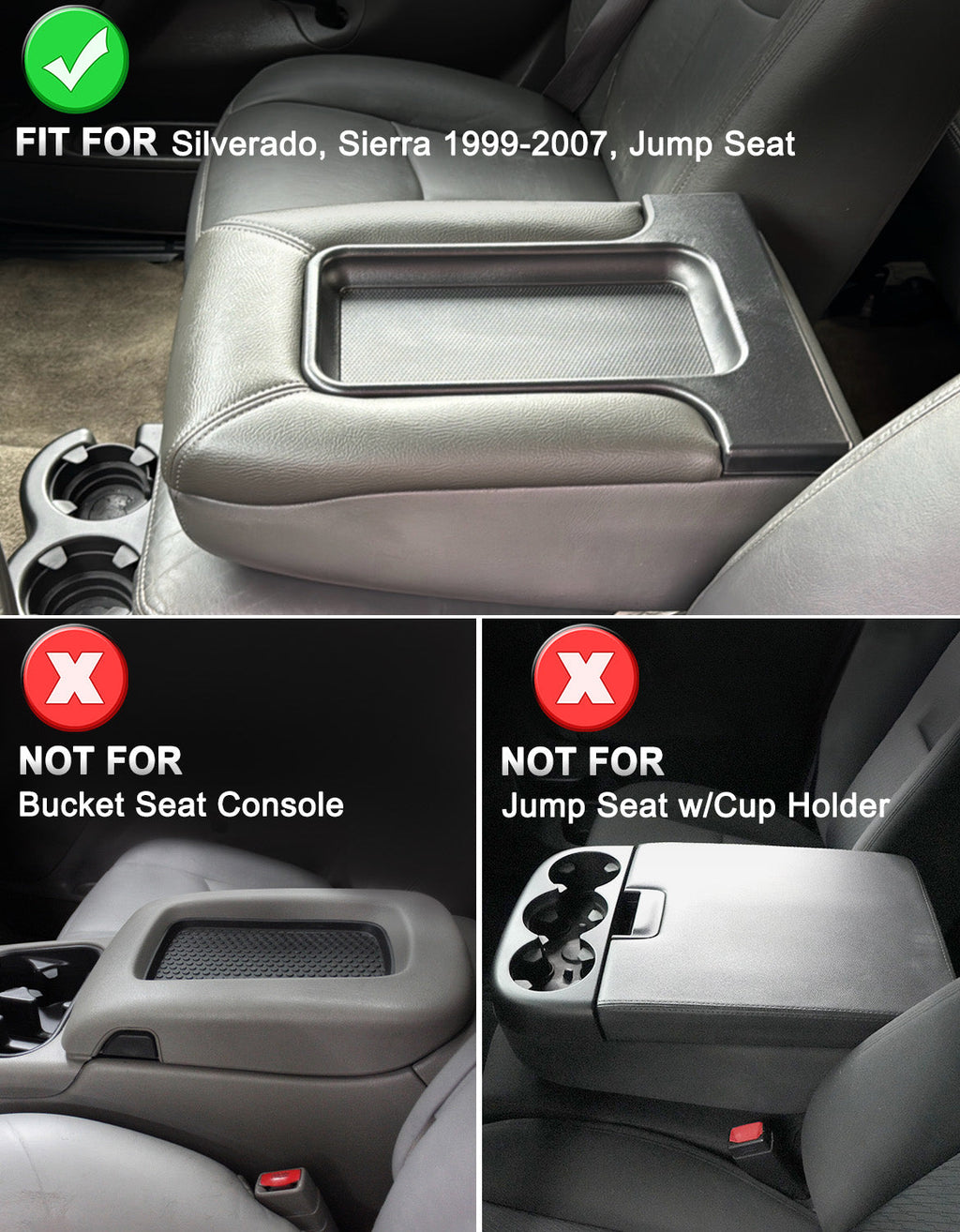 Center Console Armrest Cover for Jump Seat 1999-2007 Chevy Silverado 1500 2500 3500,1999-2007 GMC Sierra 1500 2500 3500,2002-2006 Avalanche & Suburban & Tahoe