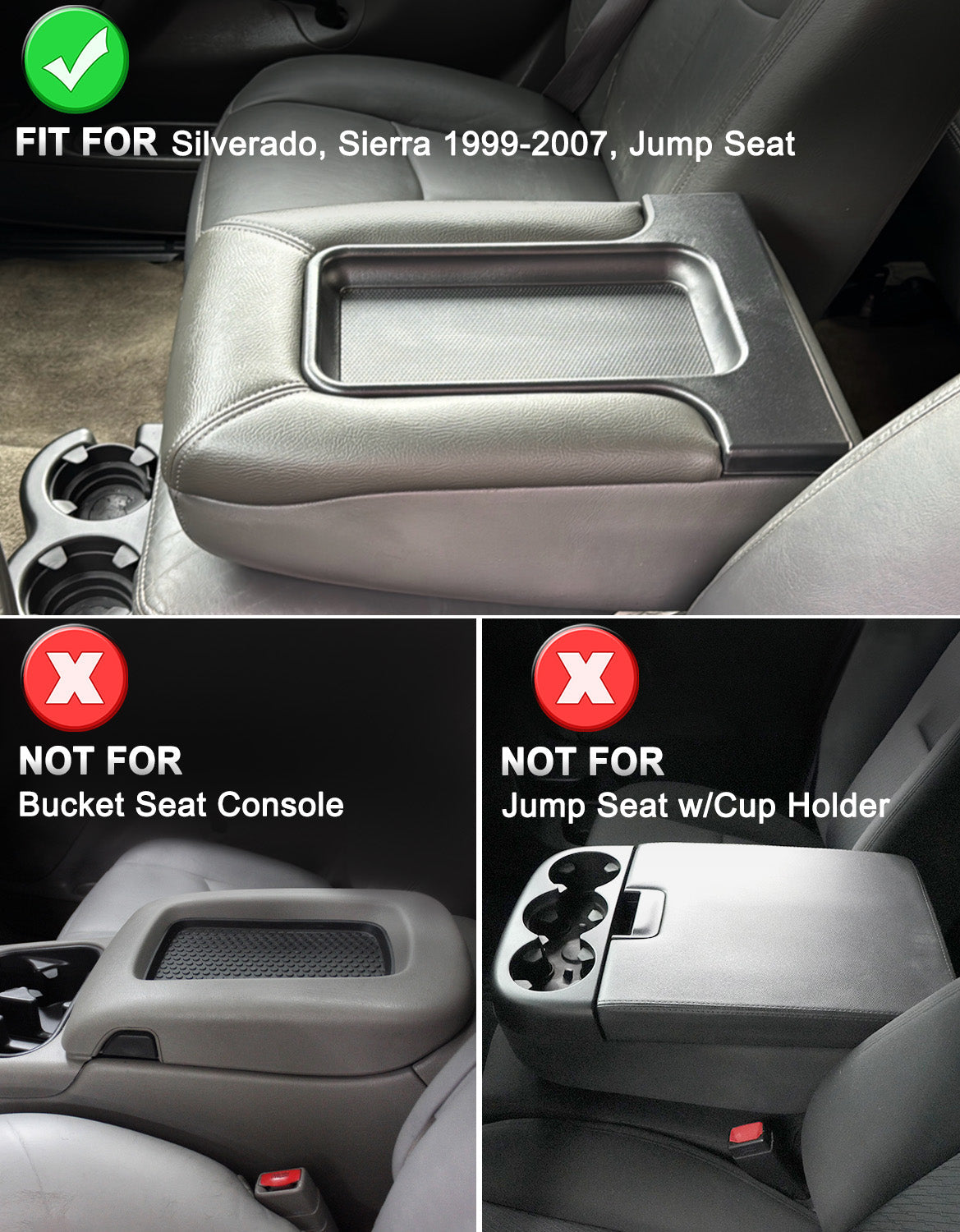 Center Console Armrest Cover for Jump Seat 1999-2007 Chevy Silverado 1500 2500 3500,1999-2007 GMC Sierra 1500 2500 3500,2002-2006 Avalanche & Suburban & Tahoe