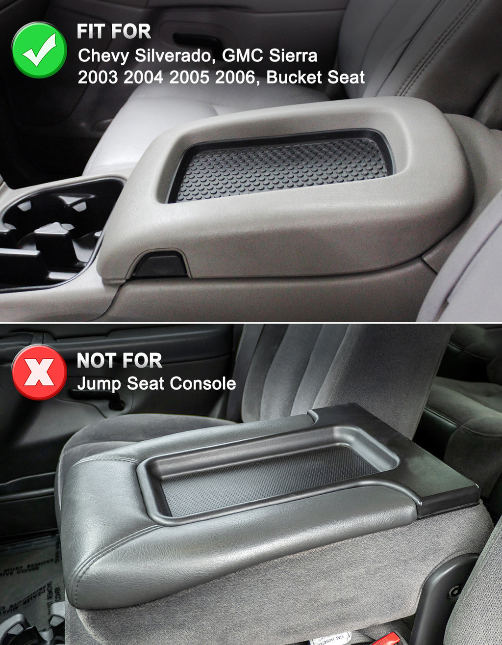 Center Console Armrest Cover for Bucket Seat 2003-2006 Chevy Silverado 1500 2500 3500,2003-2006 Chevy Tahoe/Suburban/Avalanche, 2003-2006 GMC Sierra 1500 2500 3500,2003-2006 GMC Yukon