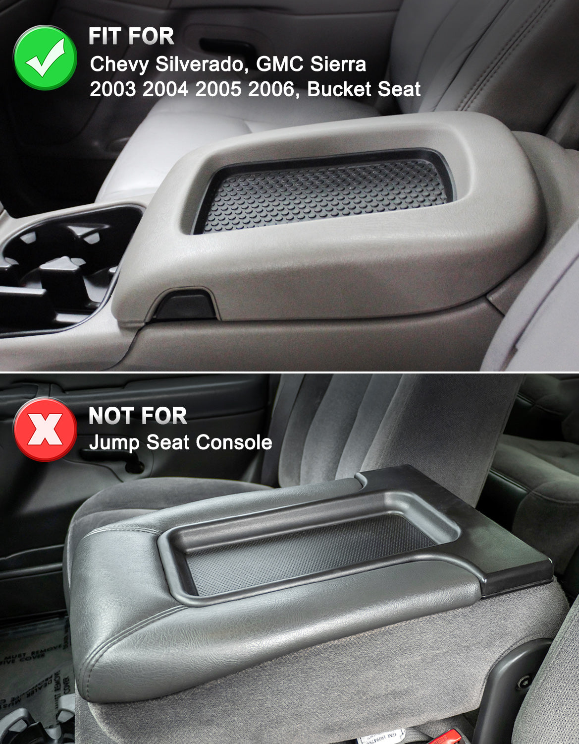 Center Console Armrest Cover for Bucket Seat 2003-2006 Chevy Silverado 1500 2500 3500,2003-2006 Chevy Tahoe/Suburban/Avalanche, 2003-2006 GMC Sierra 1500 2500 3500,2003-2006 GMC Yukon