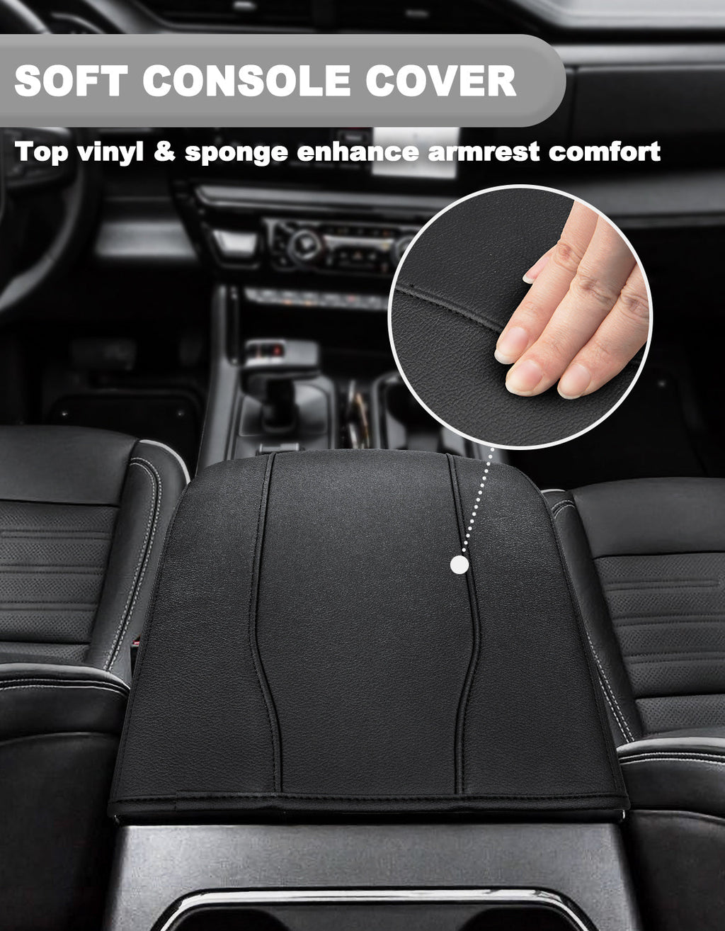 Thin Version Center Console Armrest Cover for Bucket Seat 2019-2026 Chevy Silverado 1500 2500 3500,2019-2026 GMC Sierra 1500 2500 3500,2021-2026 Tahoe/Suburban/Yukon