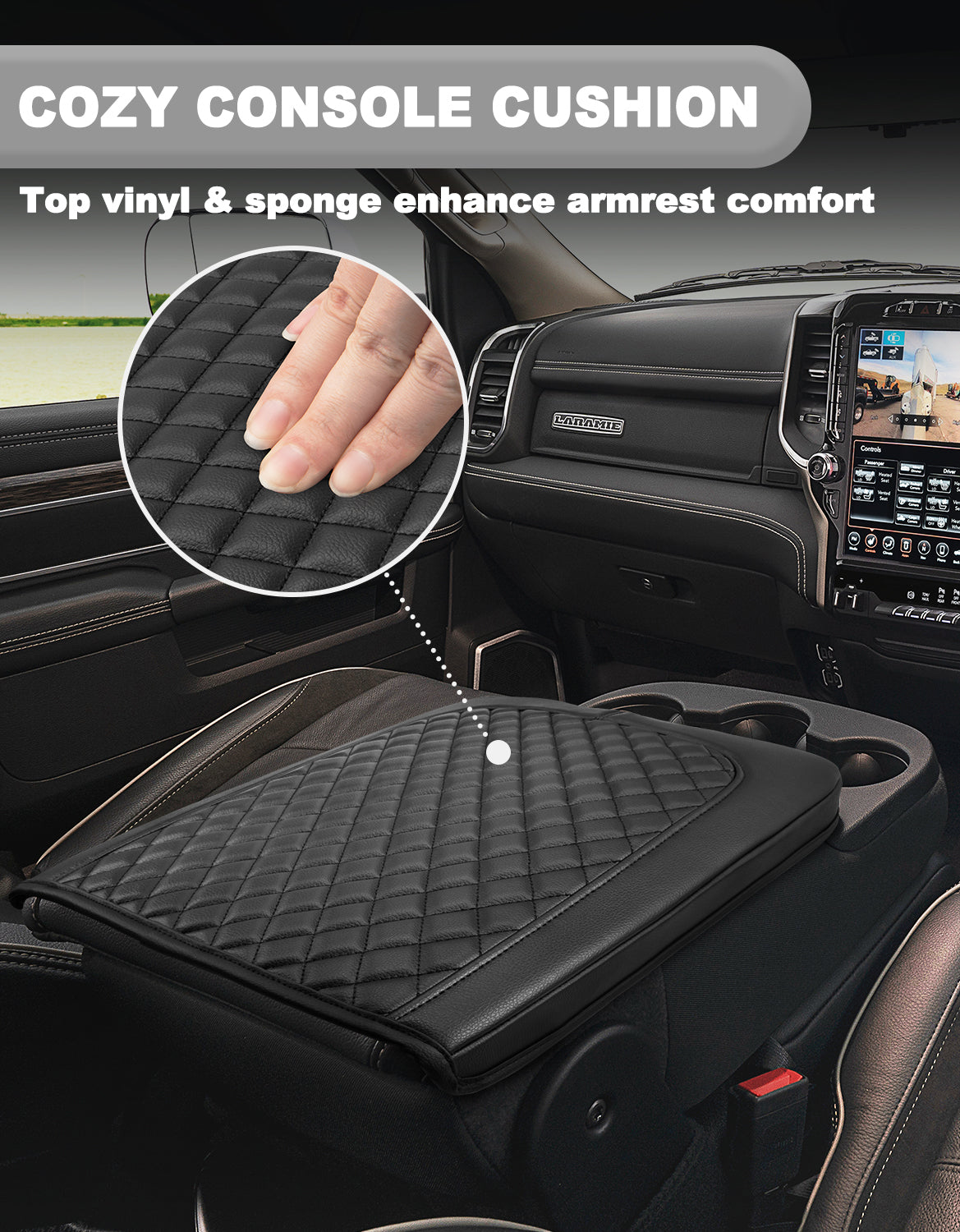 Center Console Armrest Cover for Jump Seat 2013-2018 Dodge Ram 1500,2013-2025 Dodge Ram 2500/3500/1500Classic