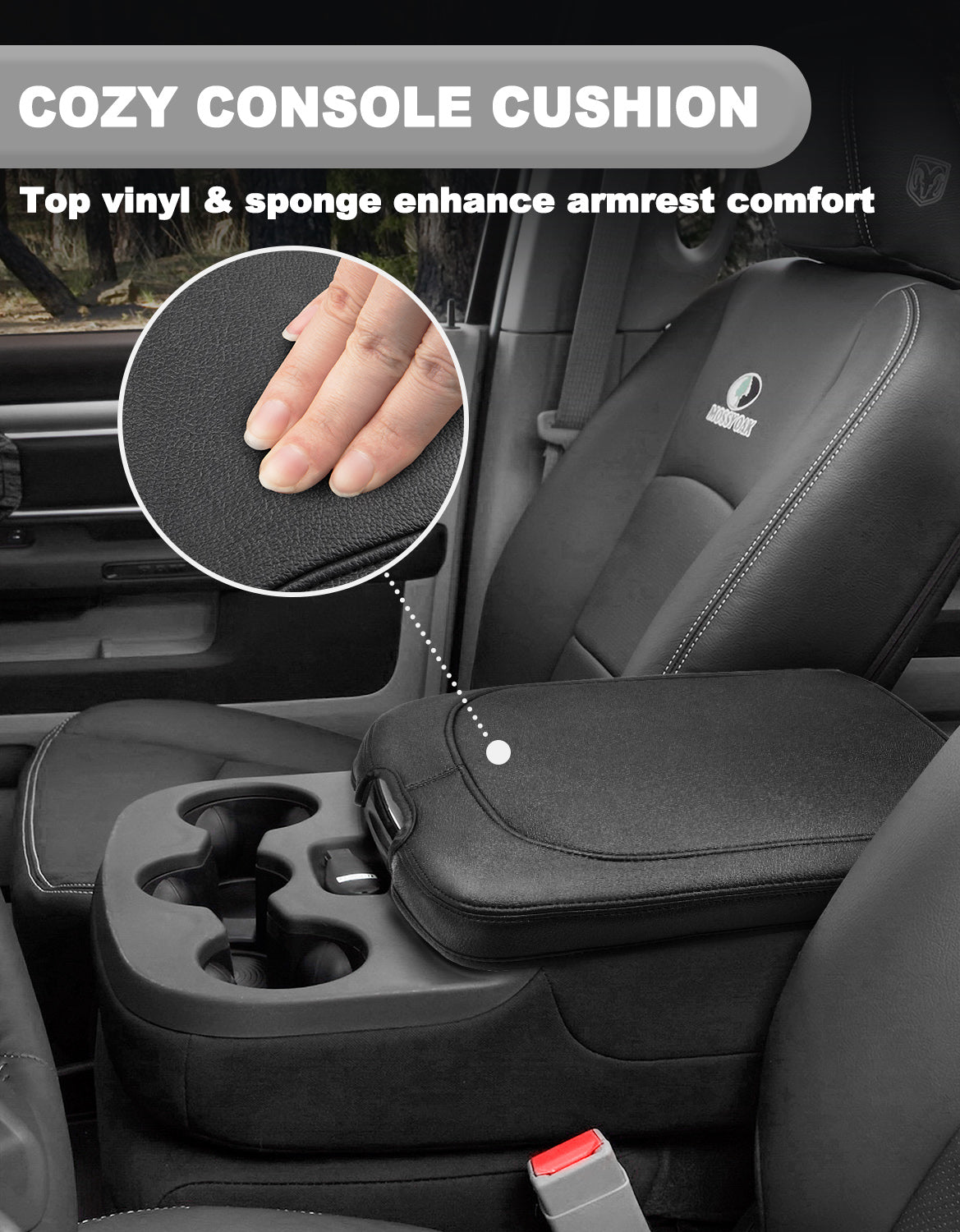 Center Console Armrest Cover for Jump Seat 2013-2018 Dodge Ram 1500,2013-2025 Dodge Ram 2500/3500/1500Classic