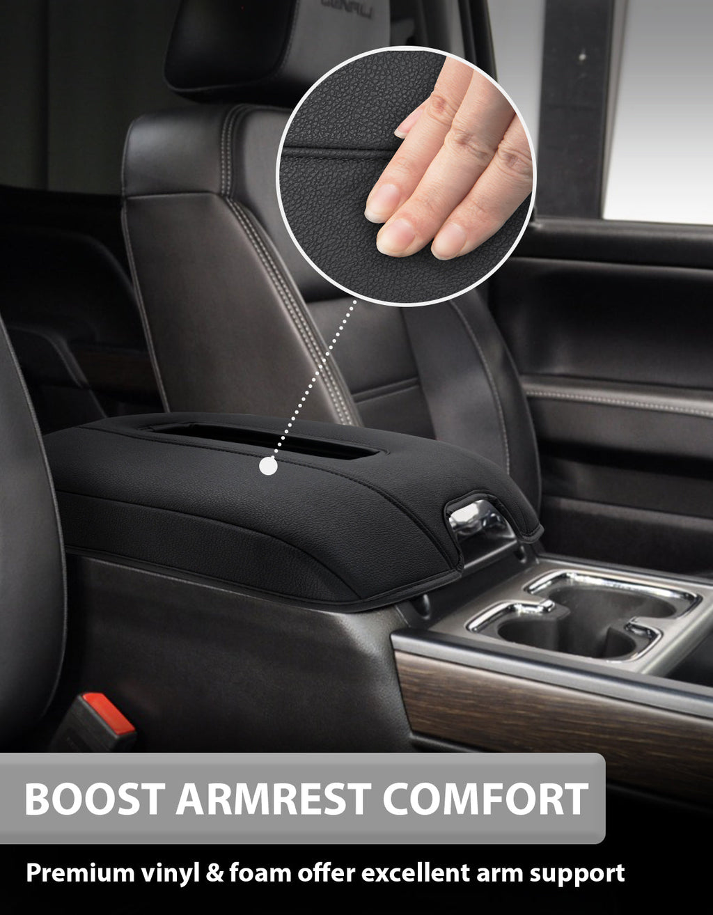 Center Console Armrest Cover Pad for Bucket Seat 2014-2018 Chevy Silverado 1500 2500 3500,2014-2018 GMC Sierra 1500 2500 3500,2015-2020 Tahoe/Yukon/Suburban