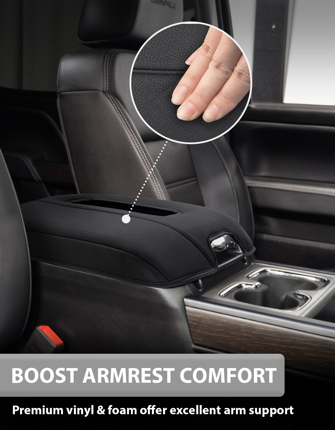Center Console Armrest Cover Pad for Bucket Seat 2014-2018 Chevy Silverado 1500 2500 3500,2014-2018 GMC Sierra 1500 2500 3500,2015-2020 Tahoe/Yukon/Suburban