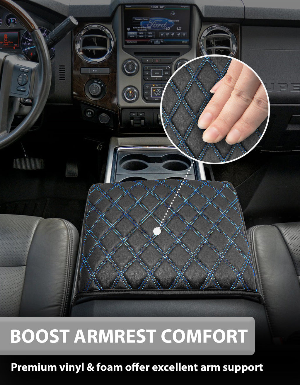 Center Console Cover Pad for Bucket Seat 2011-2016 Ford F250 F350 F450 F550 Super Duty