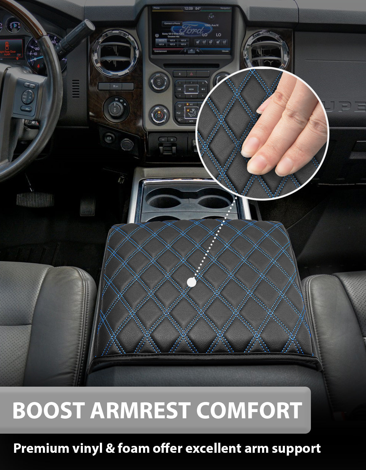 Center Console Cover Pad for Bucket Seat 2011-2016 Ford F250 F350 F450 F550 Super Duty