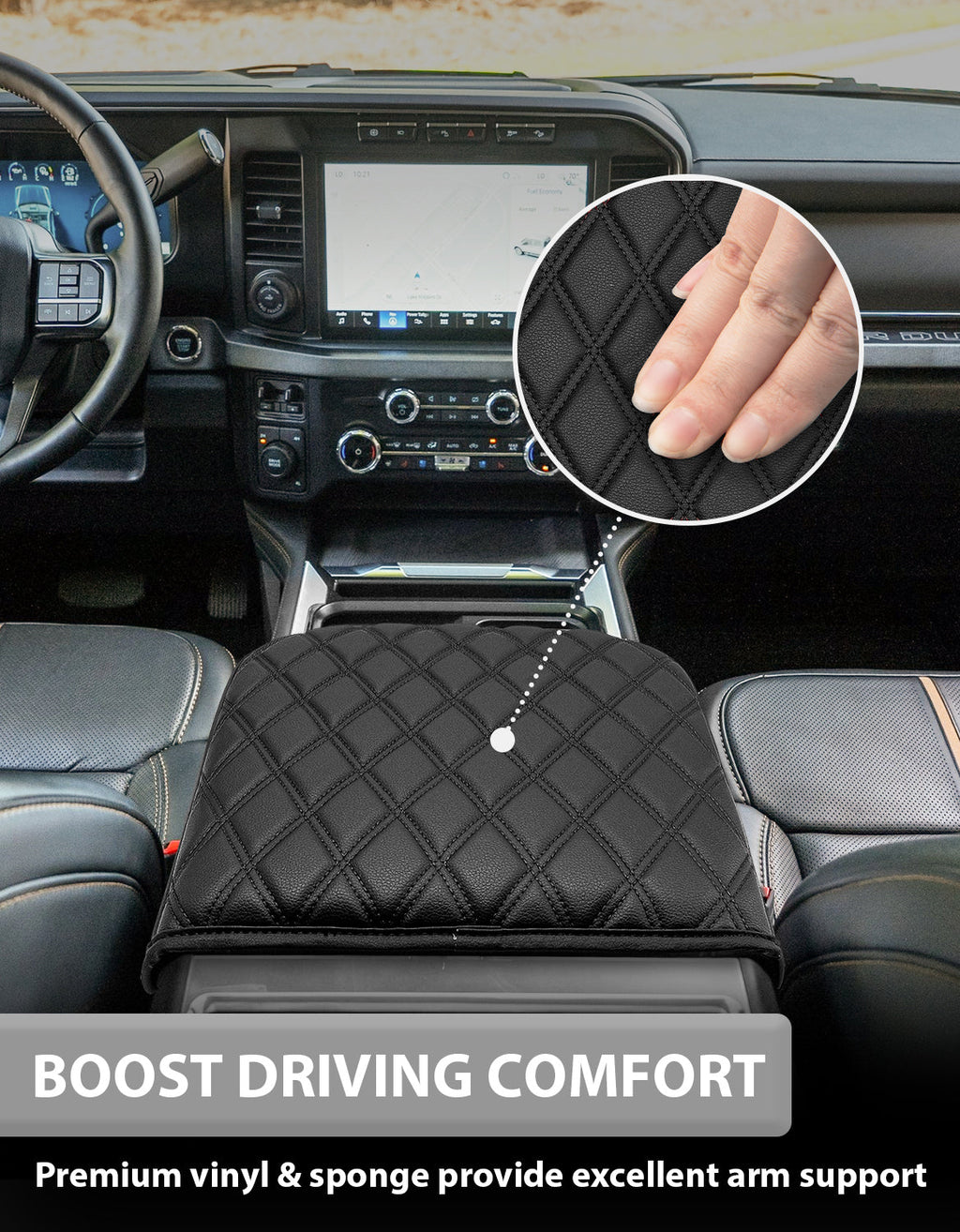 Center Console Cover Pad for Bucket Seat 2023-2026 Ford F250 F350 F450 F550 Super Duty