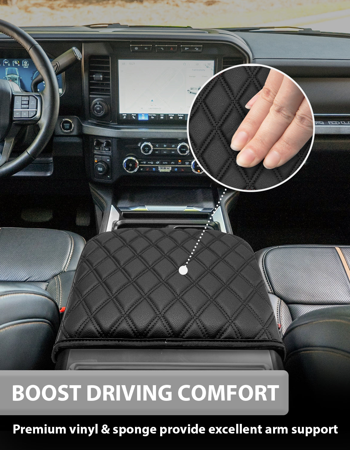 Center Console Cover Pad for Bucket Seat 2023-2026 Ford F250 F350 F450 F550 Super Duty