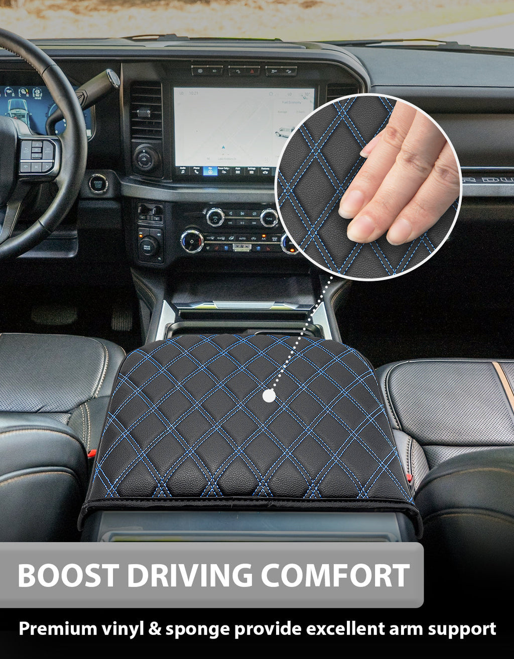 Center Console Cover Pad for Bucket Seat 2023-2026 Ford F250 F350 F450 F550 Super Duty