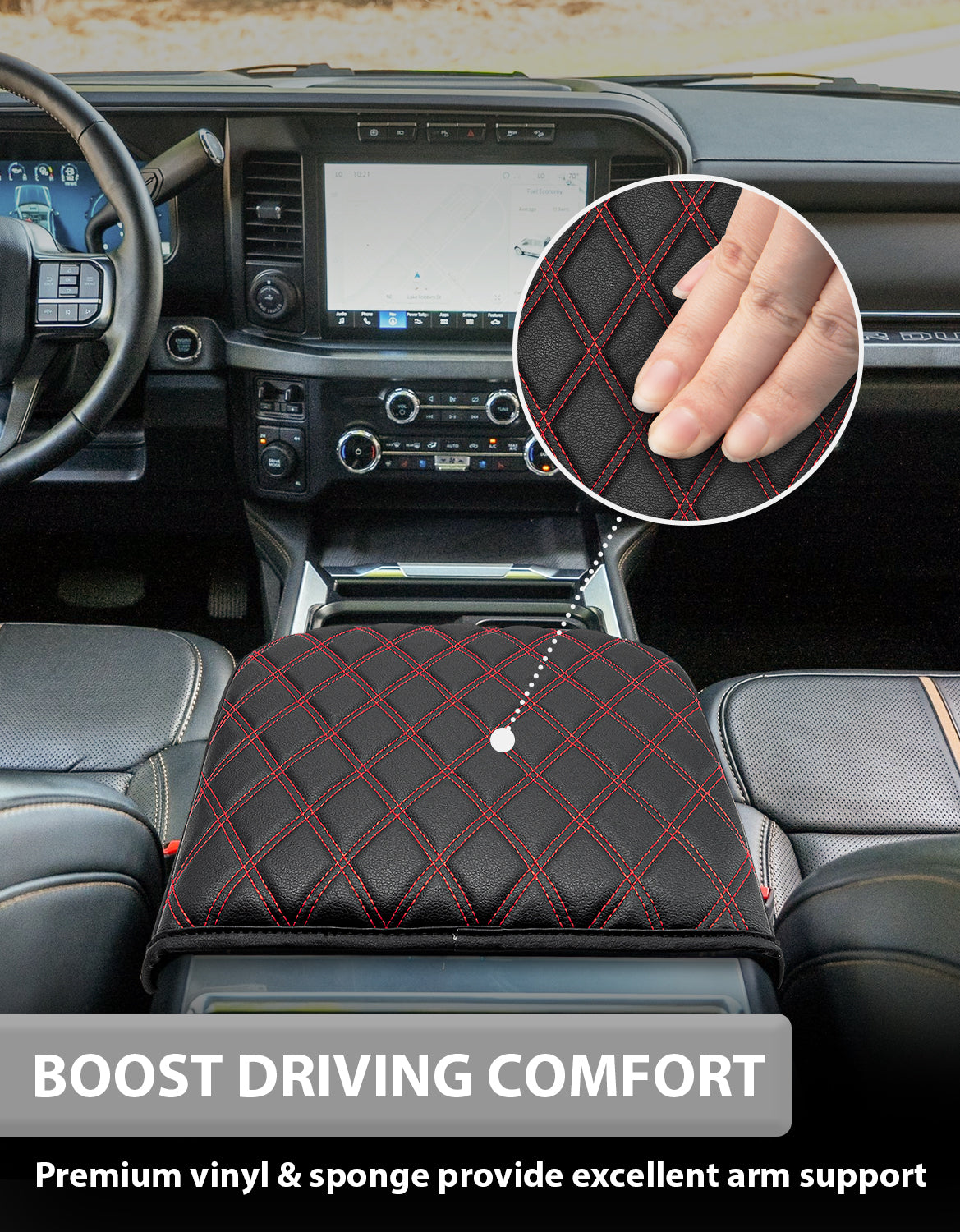 Center Console Cover Pad for Bucket Seat 2023-2026 Ford F250 F350 F450 F550 Super Duty