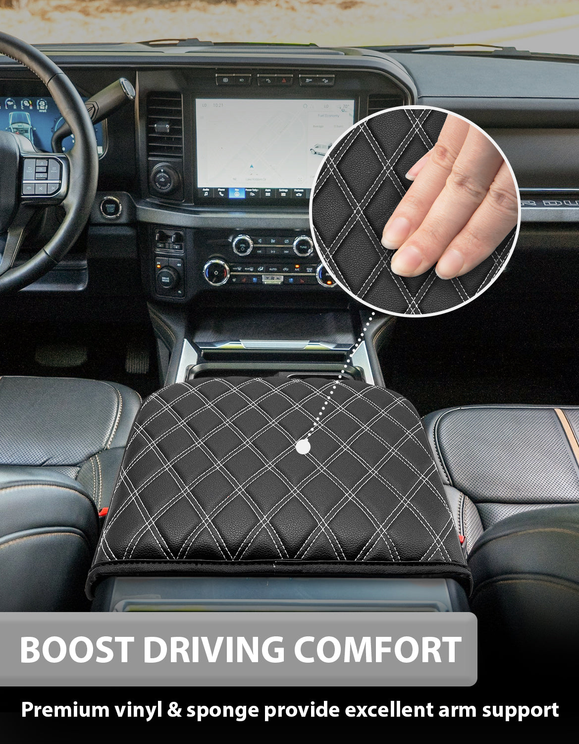 Center Console Cover Pad for Bucket Seat 2023-2026 Ford F250 F350 F450 F550 Super Duty