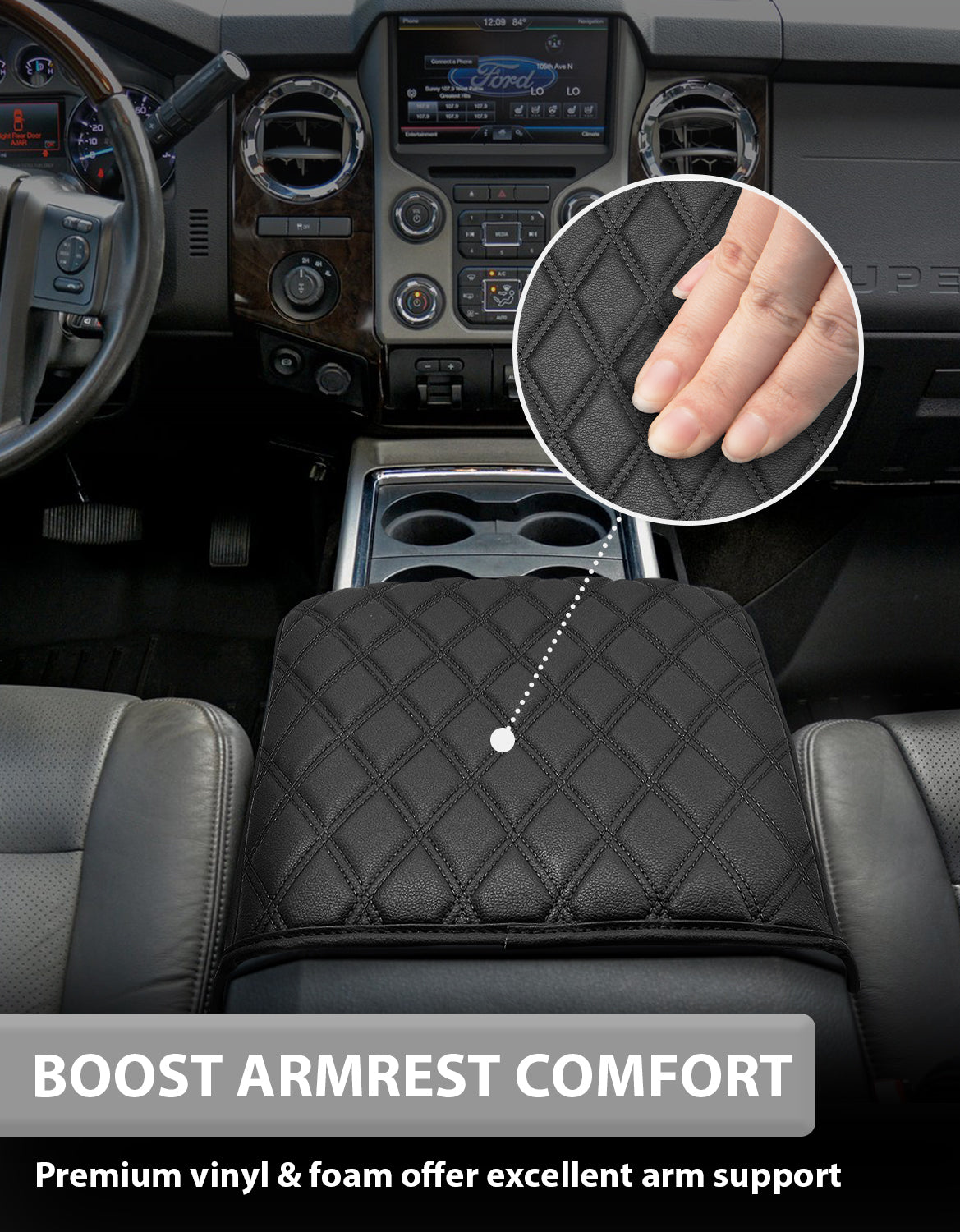 Center Console Cover Pad for Bucket Seat 2011-2016 Ford F250 F350 F450 F550 Super Duty