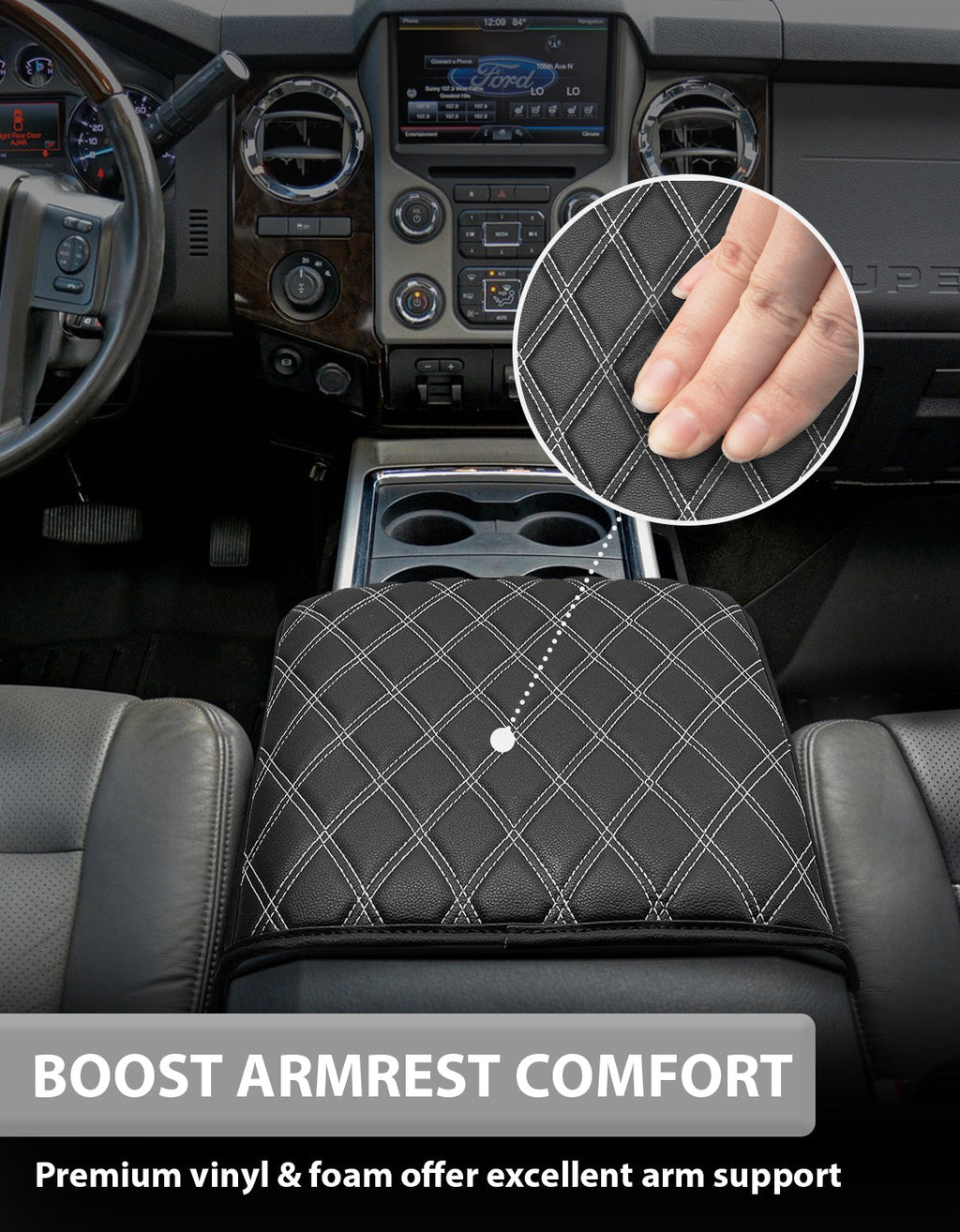 Center Console Cover Pad for Bucket Seat 2011-2016 Ford F250 F350 F450 F550 Super Duty