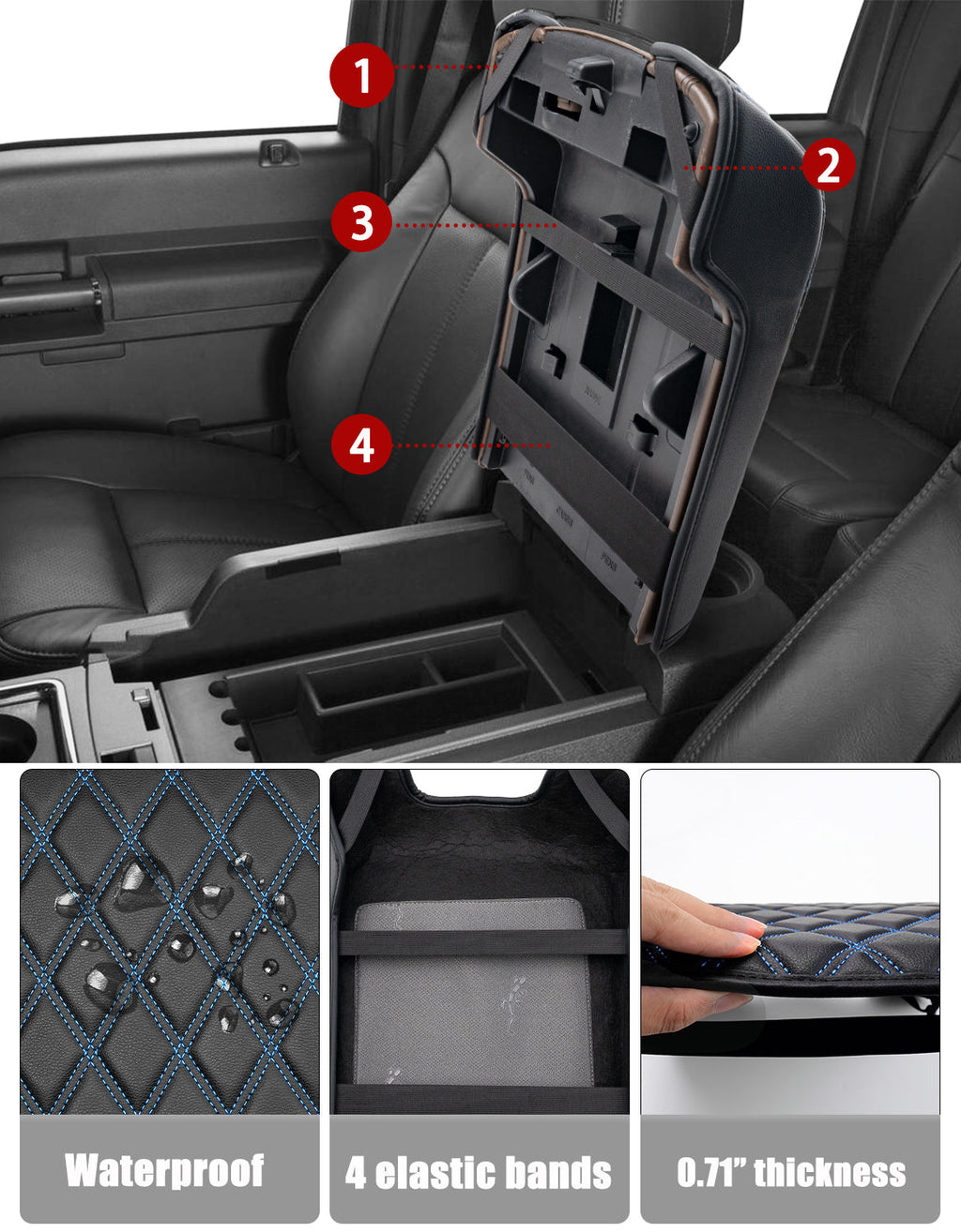 Center Console Cover Pad for Bucket Seat 2011-2016 Ford F250 F350 F450 F550 Super Duty