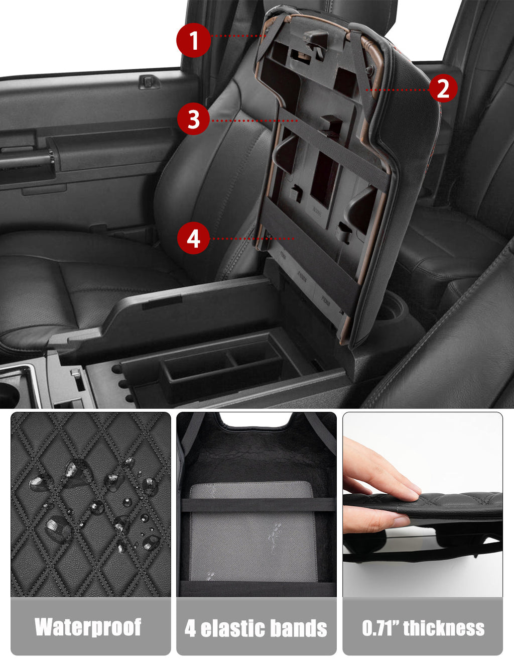 Center Console Cover Pad for Bucket Seat 2011-2016 Ford F250 F350 F450 F550 Super Duty