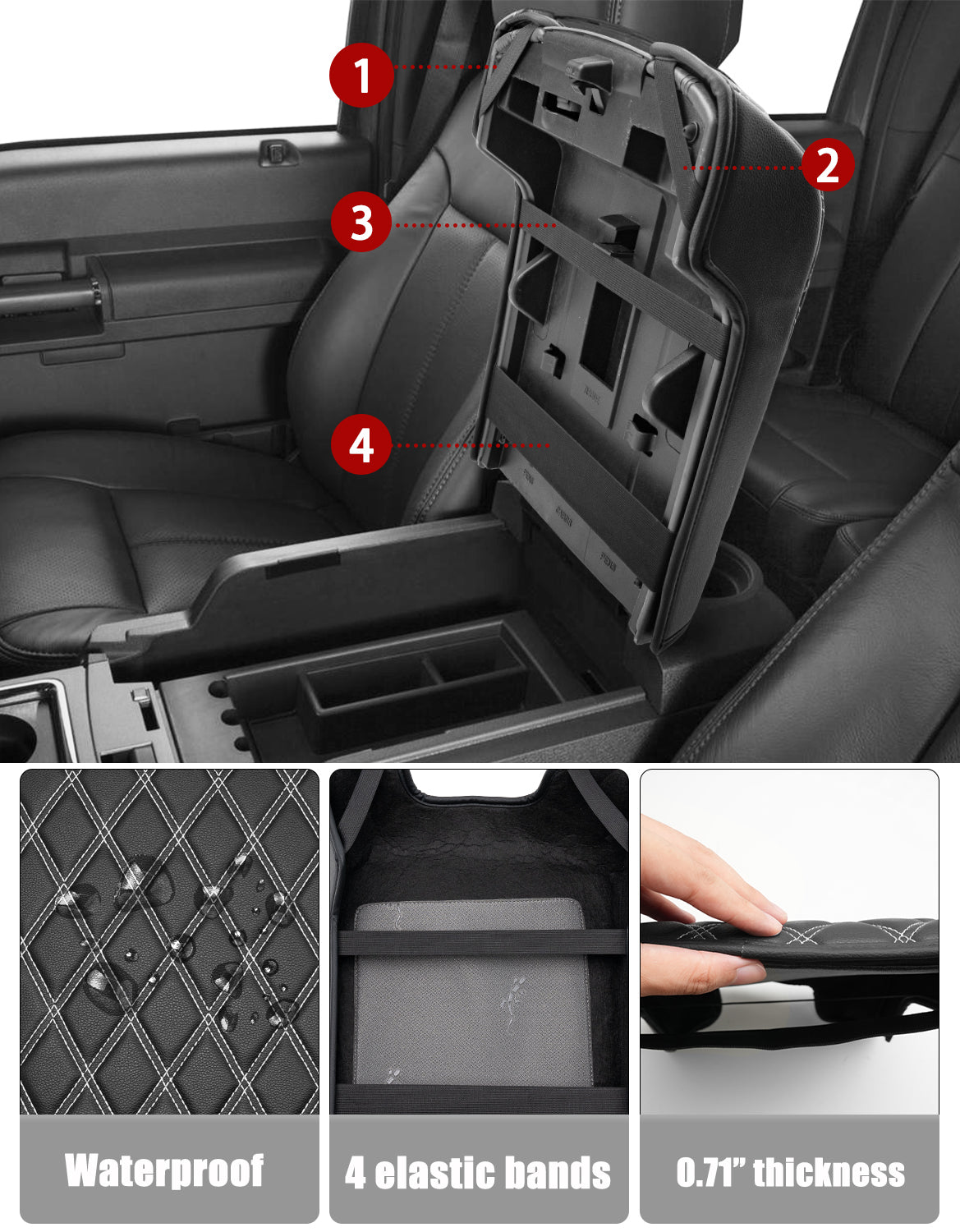 Center Console Cover Pad for Bucket Seat 2011-2016 Ford F250 F350 F450 F550 Super Duty