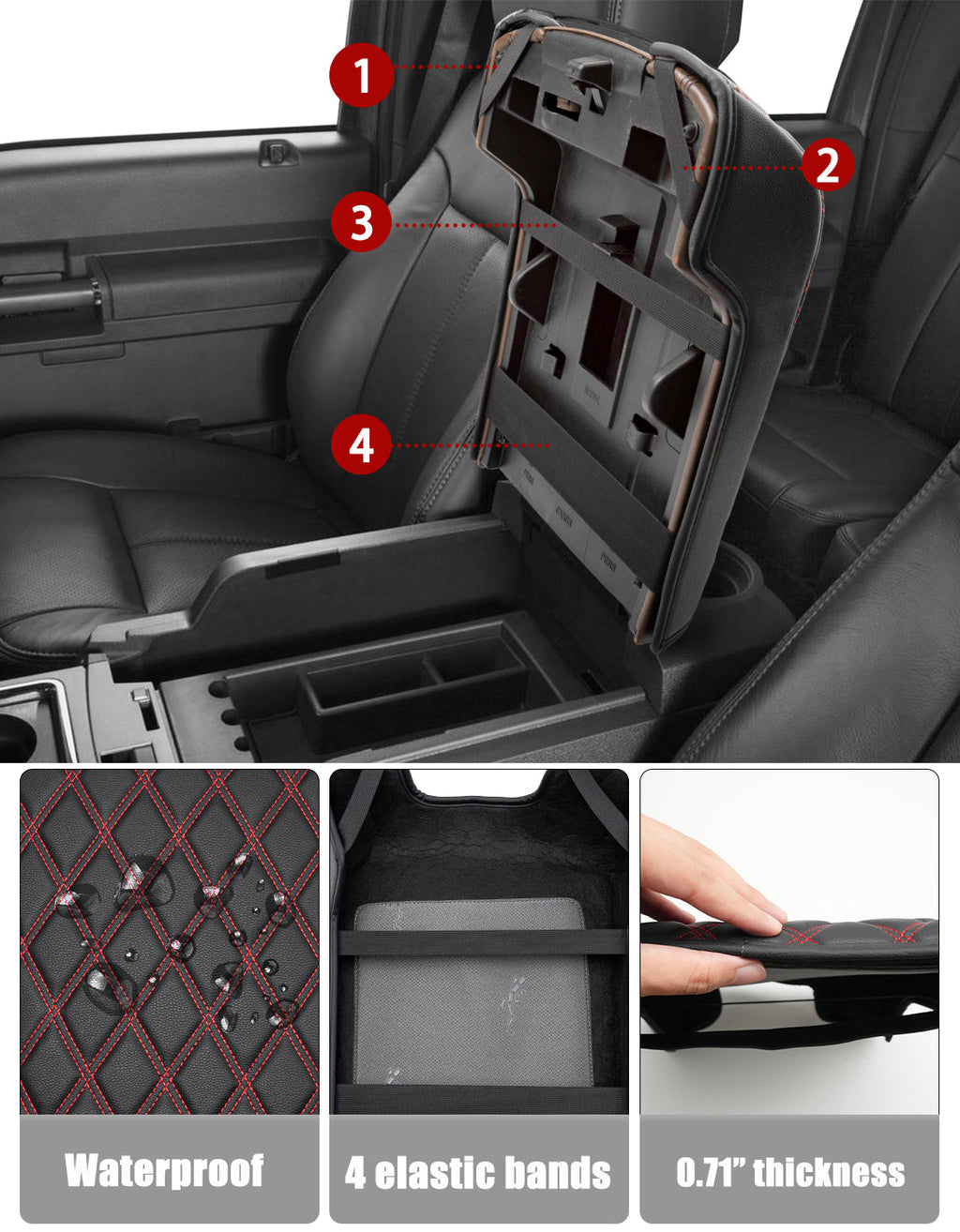 Center Console Cover Pad for Bucket Seat 2011-2016 Ford F250 F350 F450 F550 Super Duty