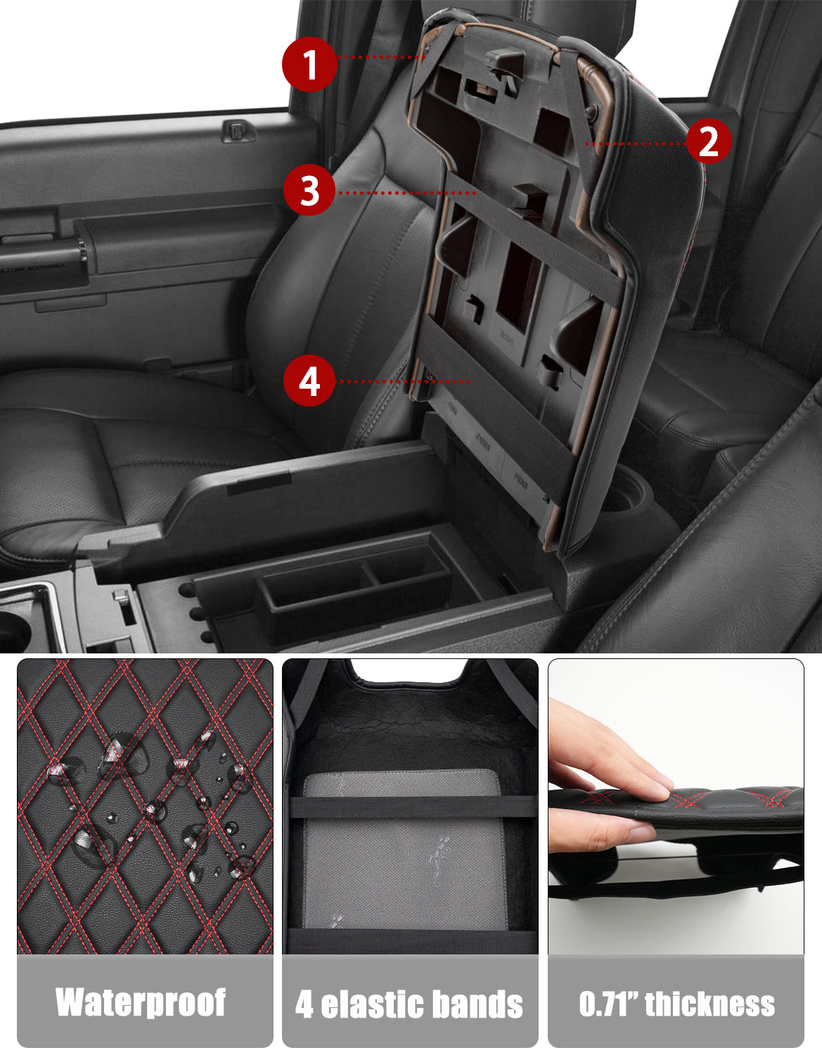 Center Console Cover Pad for Bucket Seat 2011-2016 Ford F250 F350 F450 F550 Super Duty