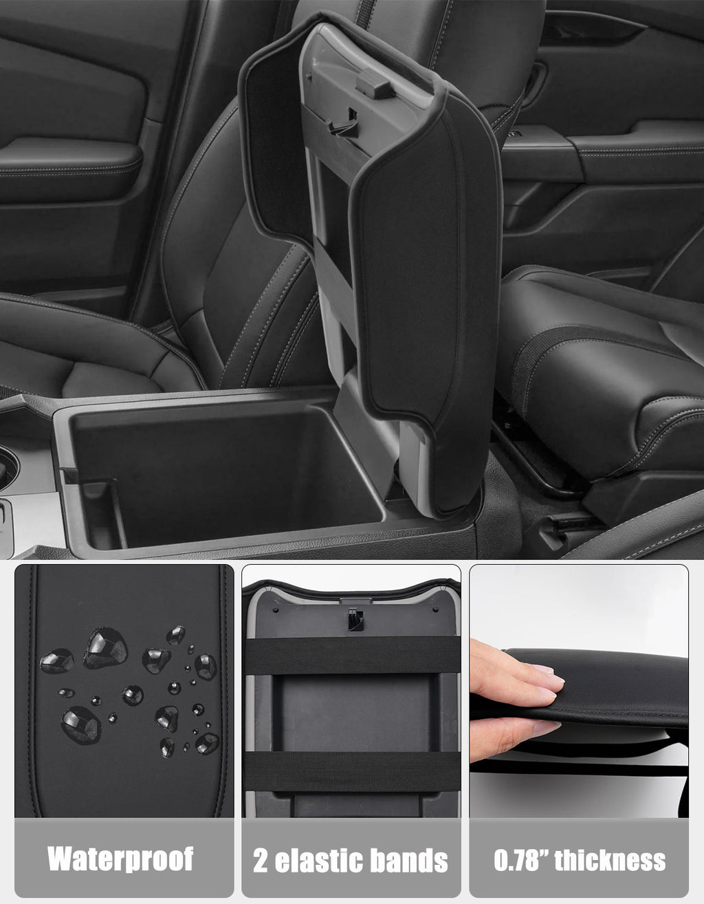 Center Console Armrest Cover for Honda Pilot 2023-2026, Honda Ridgeline 2024-2025, Honda Passport 2024-2026，Middle Console Lid Protector with Side Pockets