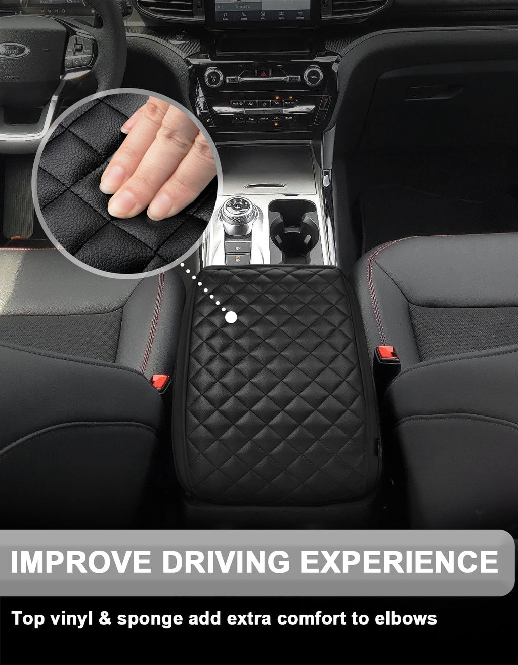 Center Console Armrest Cover Pad Cushion Protector for 2020-2026 Ford Explorer