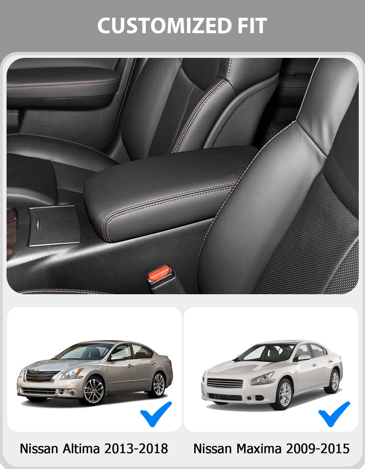 Center Console Armrest Cover for 2009-2014 Nissan Maxima,2013-2018 Nissan Altima