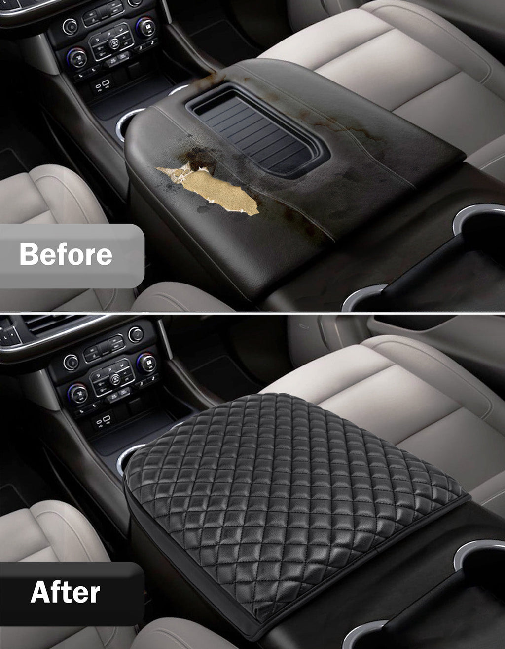 Center Console Armrest Cover Pad for Bucket Seat 2019-2026 Chevy Silverado 1500 2500 3500,2019-2026 GMC Sierra 1500 2500 3500,2021-2026 Tahoe/Suburban/Yukon