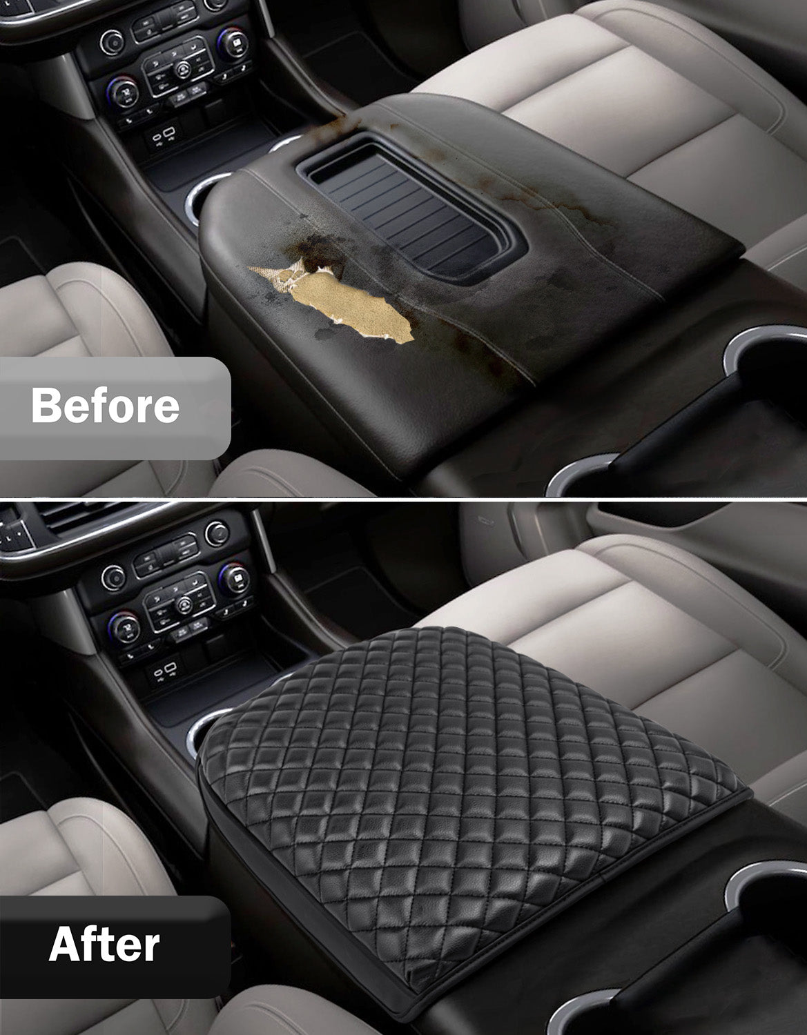 Center Console Armrest Cover Pad for Bucket Seat 2019-2026 Chevy Silverado 1500 2500 3500,2019-2026 GMC Sierra 1500 2500 3500,2021-2026 Tahoe/Suburban/Yukon