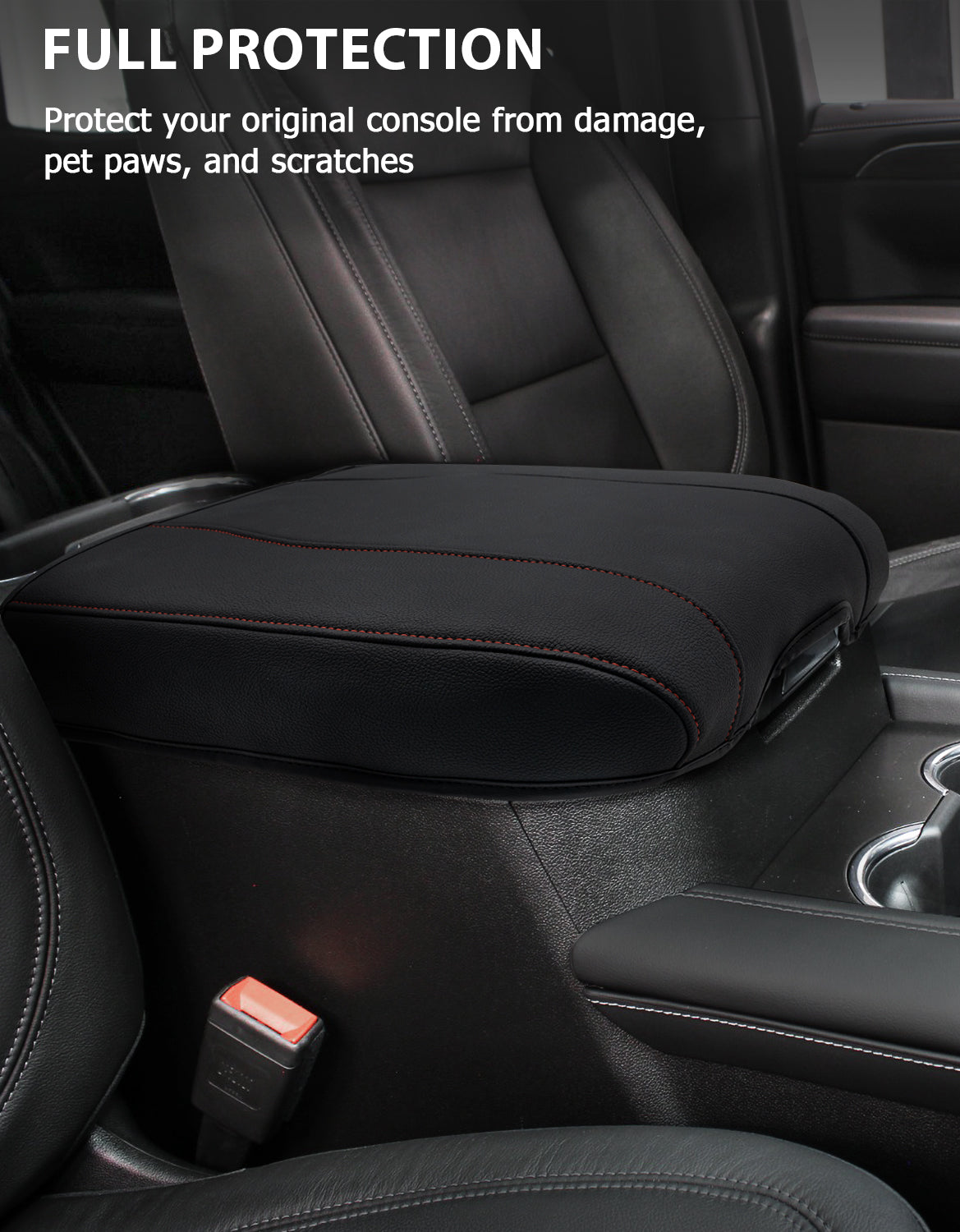 Thin Version Center Console Armrest Cover for Bucket Seat 2019-2026 Chevy Silverado 1500 2500 3500,2019-2026 GMC Sierra 1500 2500 3500,2021-2026 Tahoe/Suburban/Yukon
