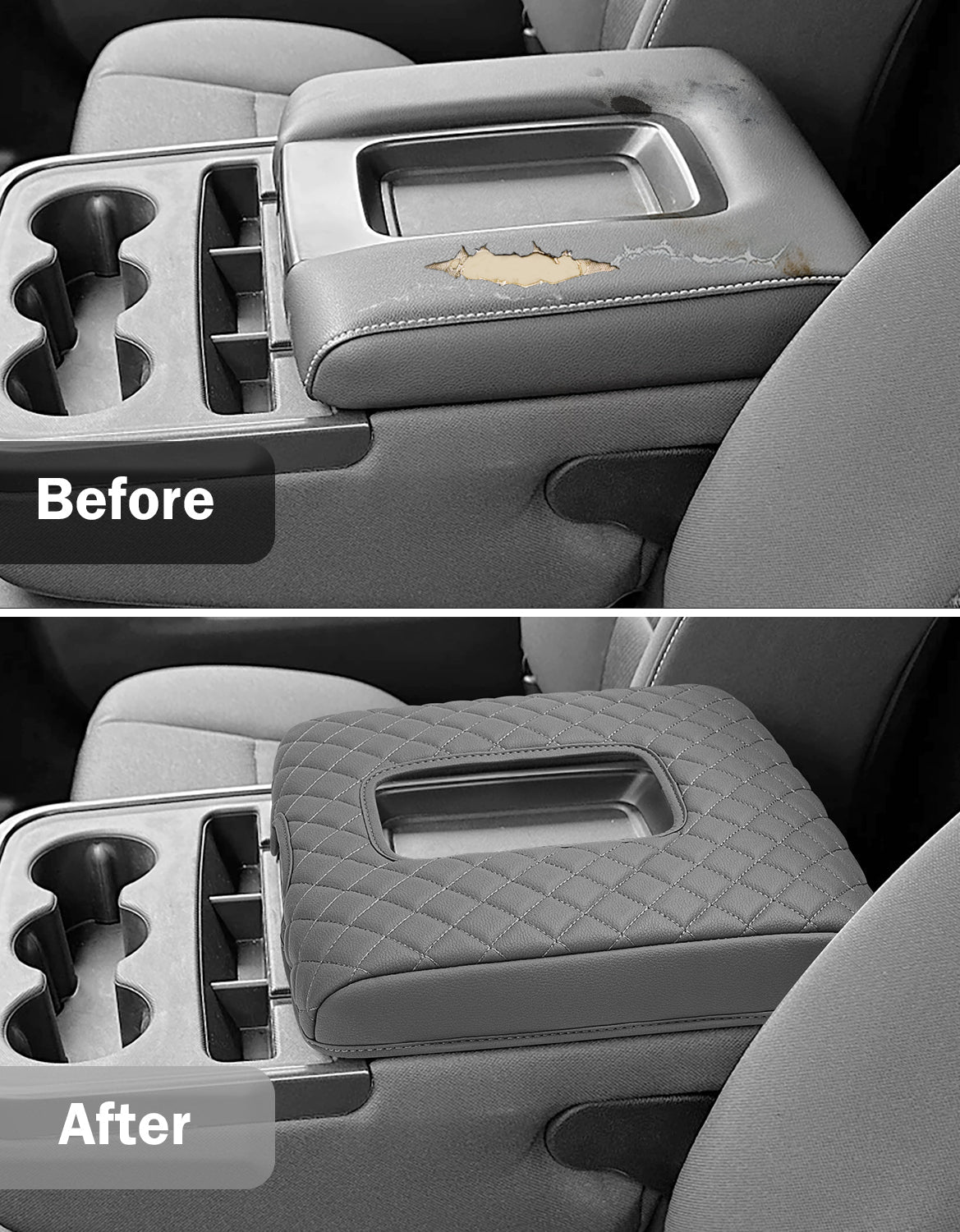 Center Console Armrest Cover for Jump Seat 2014-2018 Chevy Silverado 1500 2500 3500,2014-2018 GMC Sierra 1500 2500 3500