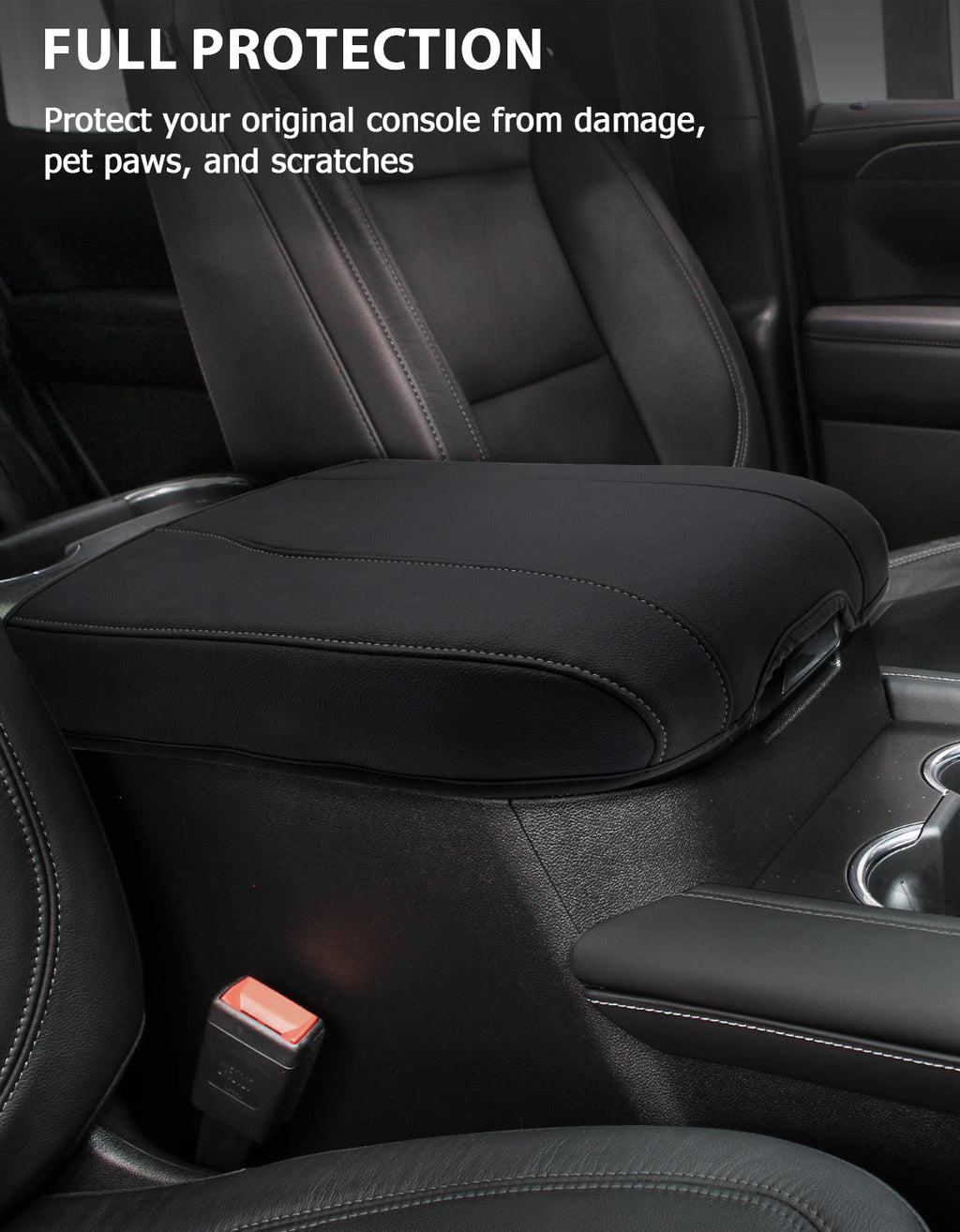 Thin Version Center Console Armrest Cover for Bucket Seat 2019-2026 Chevy Silverado 1500 2500 3500,2019-2026 GMC Sierra 1500 2500 3500,2021-2026 Tahoe/Suburban/Yukon