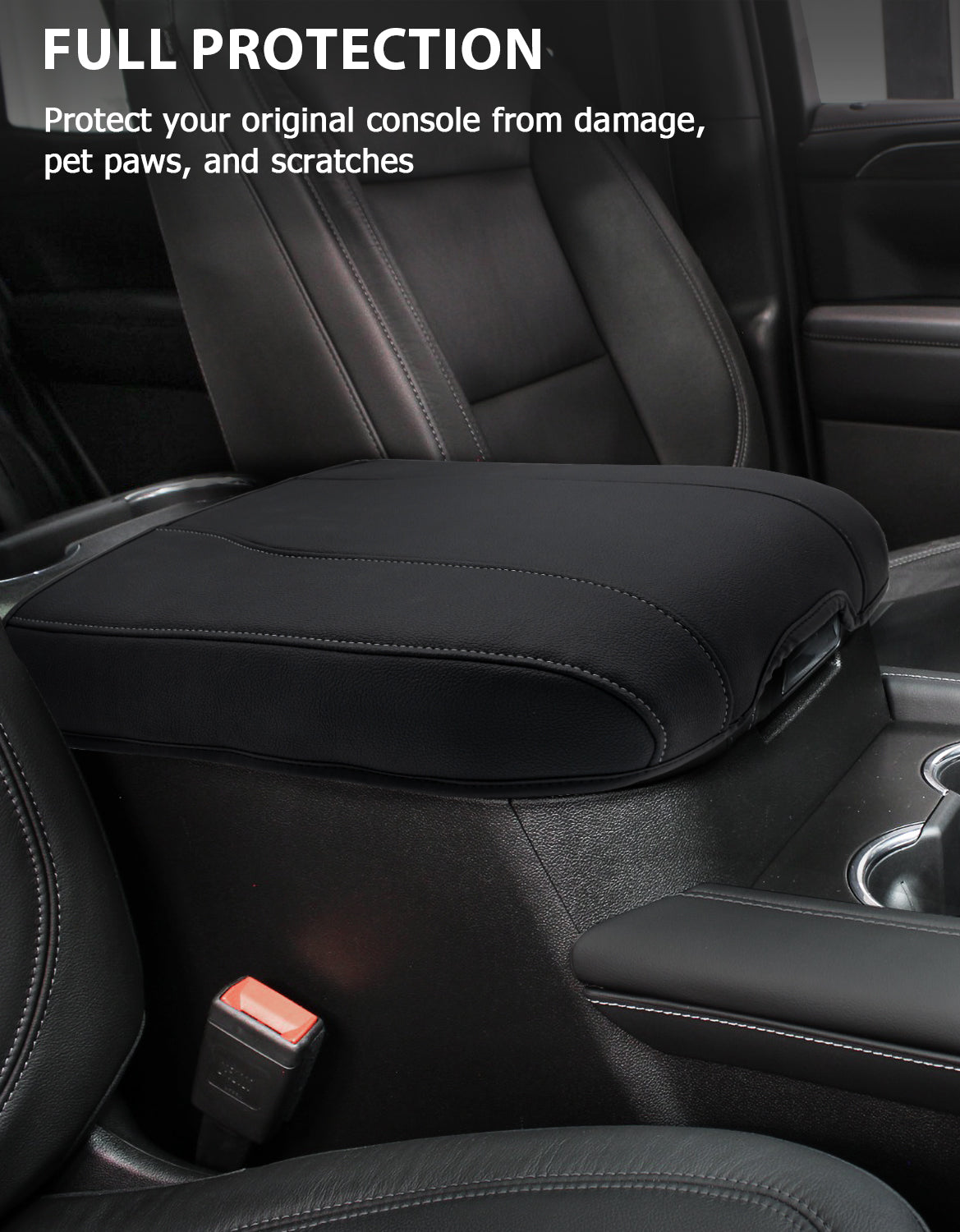 Thin Version Center Console Armrest Cover for Bucket Seat 2019-2026 Chevy Silverado 1500 2500 3500,2019-2026 GMC Sierra 1500 2500 3500,2021-2026 Tahoe/Suburban/Yukon