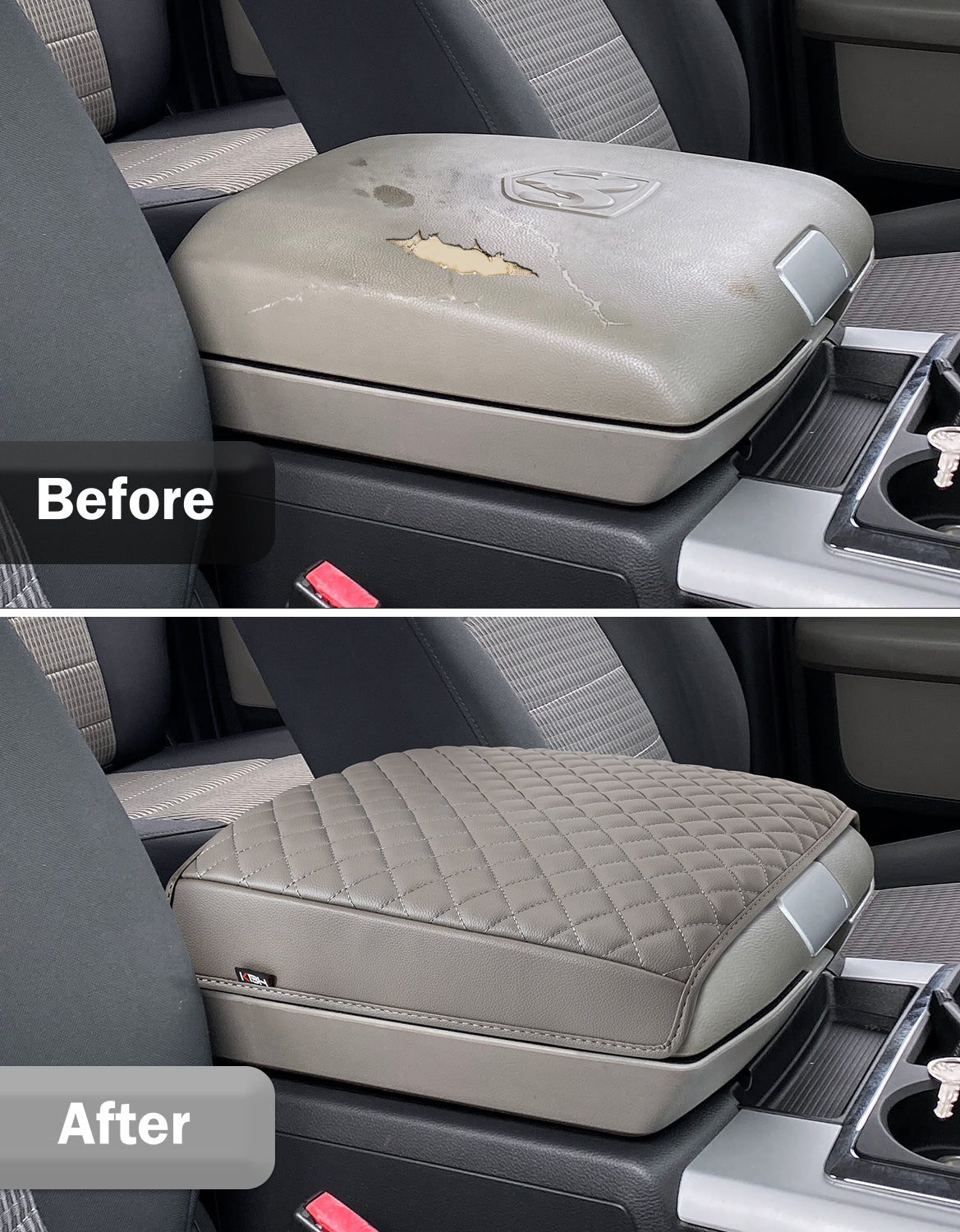 Center Console Armrest Cover Protector for Bucket Seat 2009-2018 Dodge RAM 1500 2500 3500