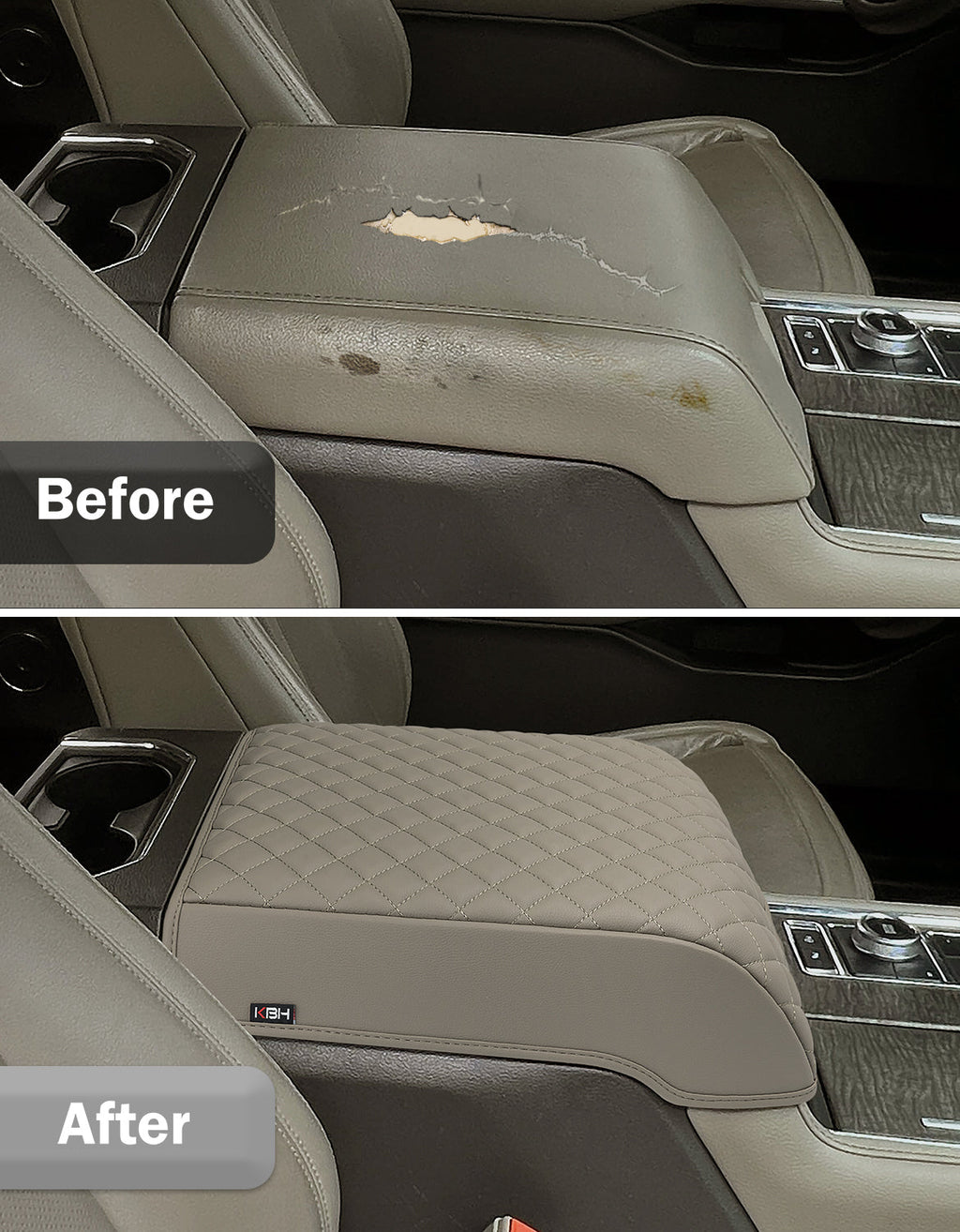 Center Console Armrest Cover Pad for Bucket Seat 2015-2020 Ford F150, 2017-2022 F250 F350 F450 F550 Super Duty, 2018-2024 Ford Expedition