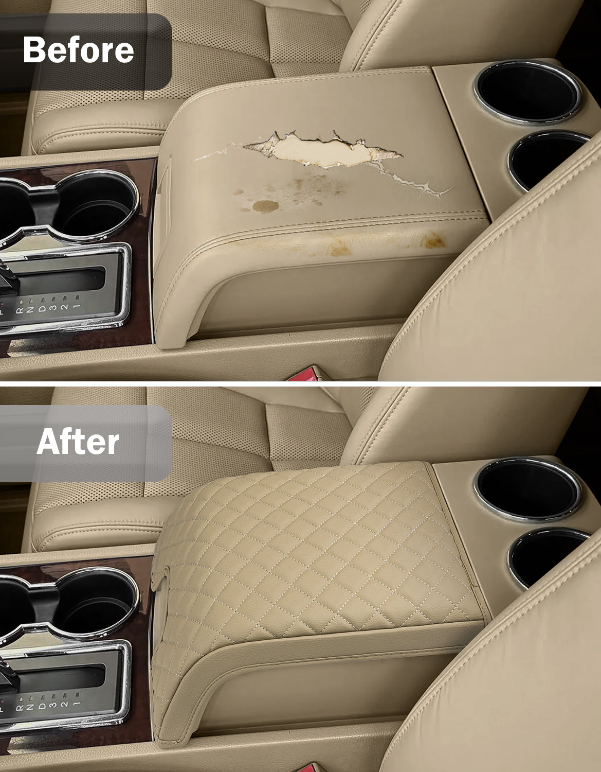 Center Console Armrest Cover Pad for Lincoln Navigator 2007-2014