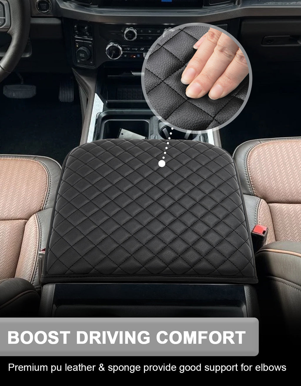 Center Console Cover Pad for Bucket Seat 2023-2026 Ford F250 F350 F450 F550 Super Duty