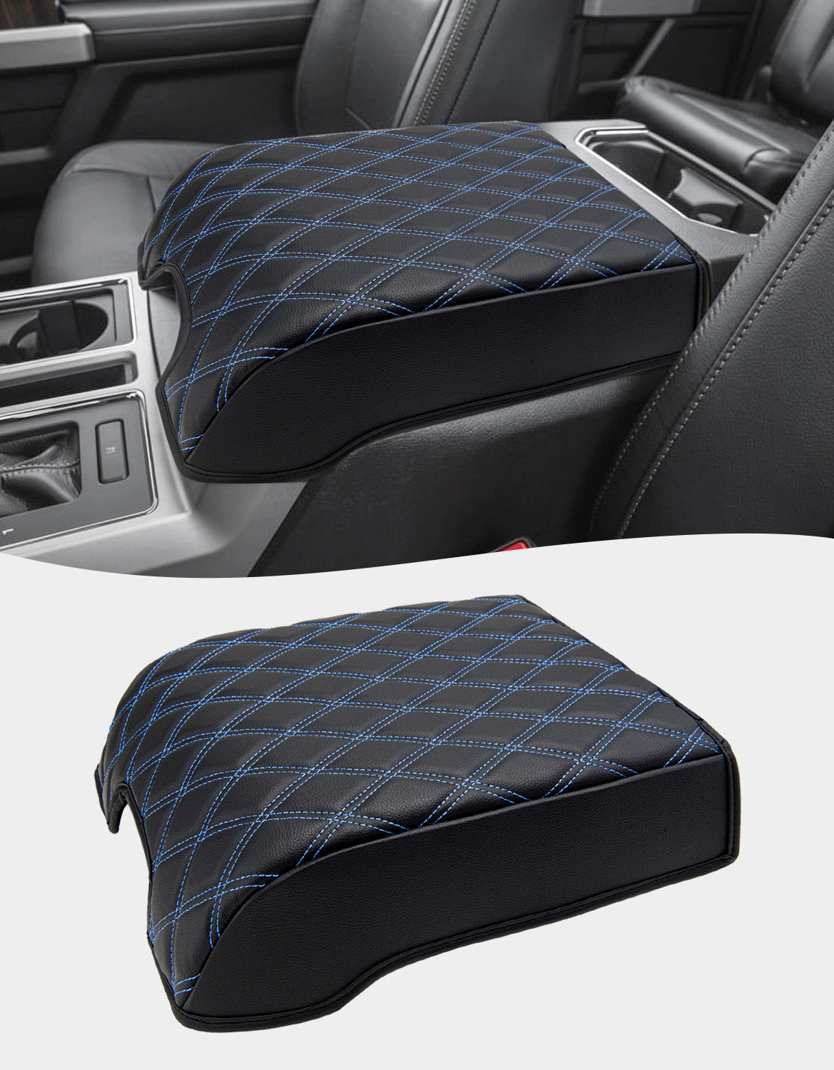 Center Console Armrest Cover Pad for Bucket Seat 2015-2020 Ford F150, 2017-2022 F250 F350 F450 F550 Super Duty, 2018-2024 Ford Expedition